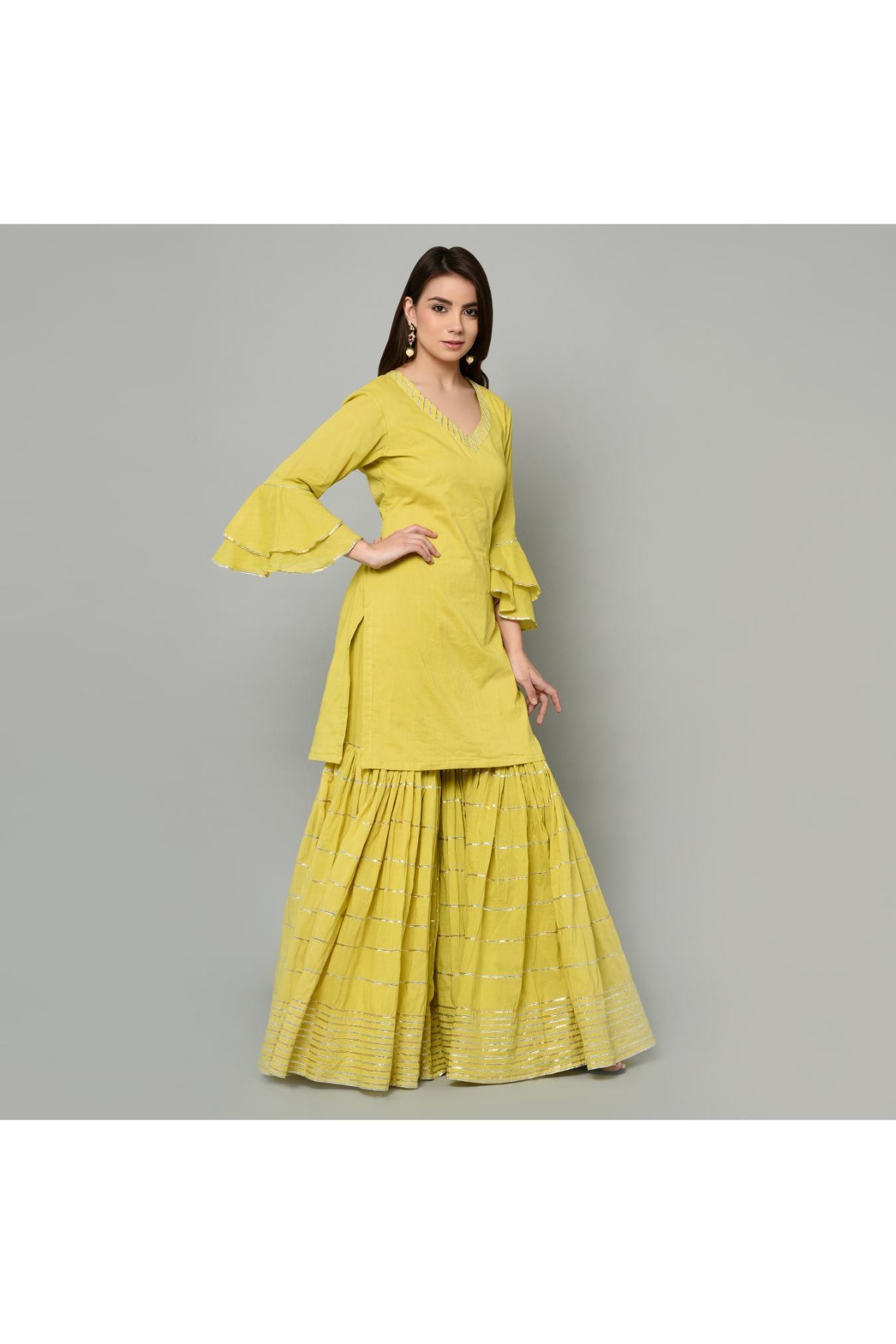 LIME GREEN SHARARA SET OF 3