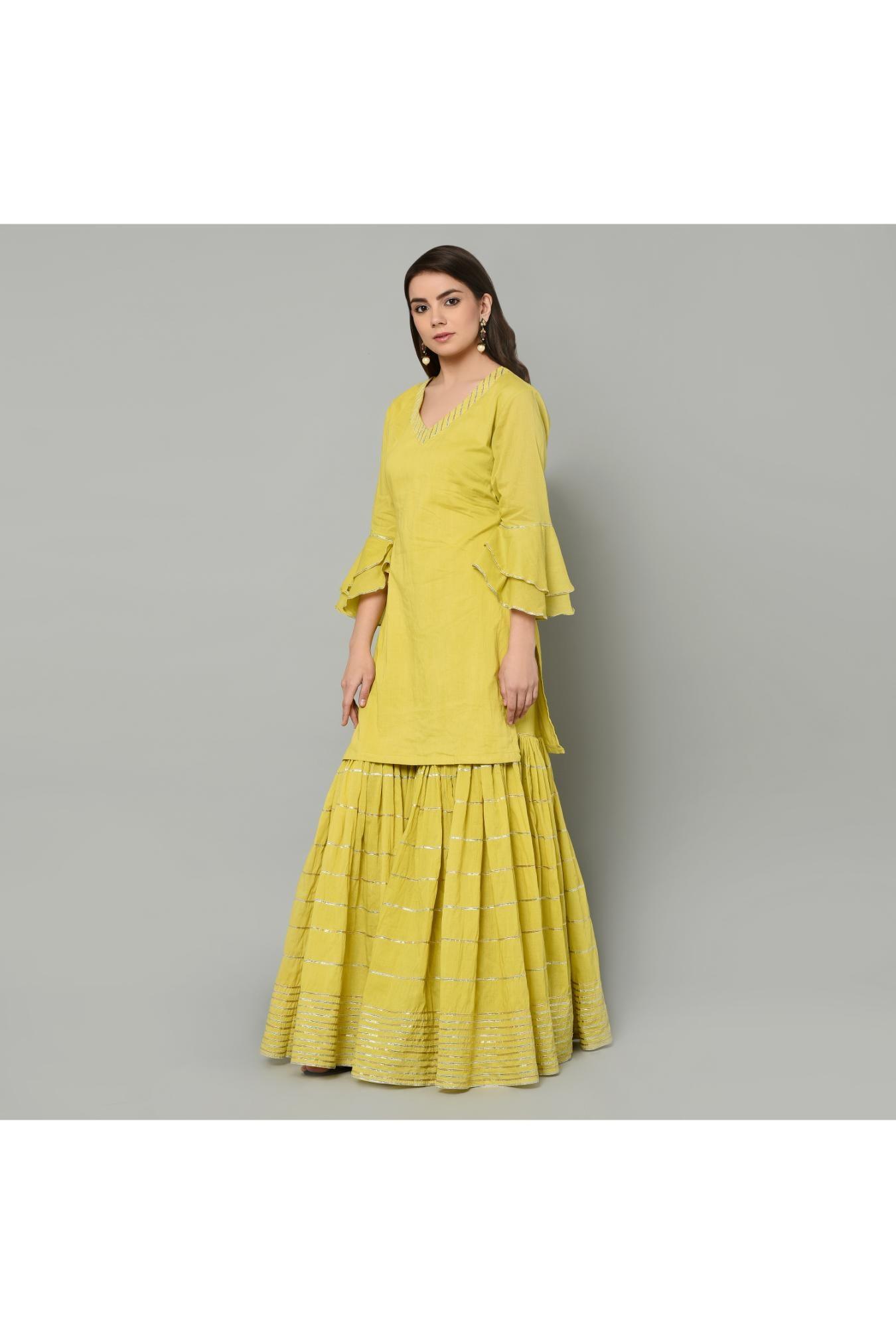 LIME GREEN SHARARA SET OF 3