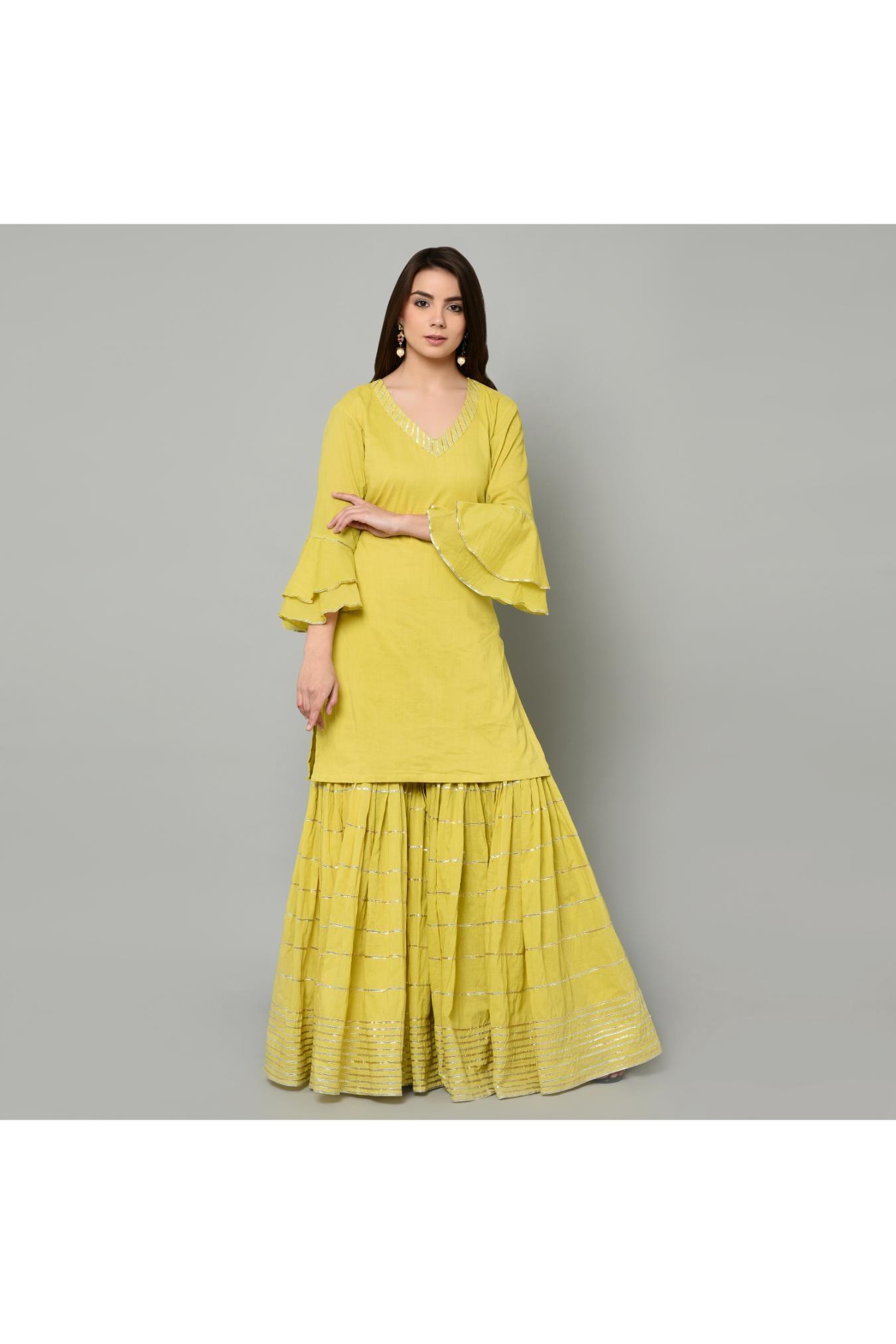 LIME GREEN SHARARA SET OF 3