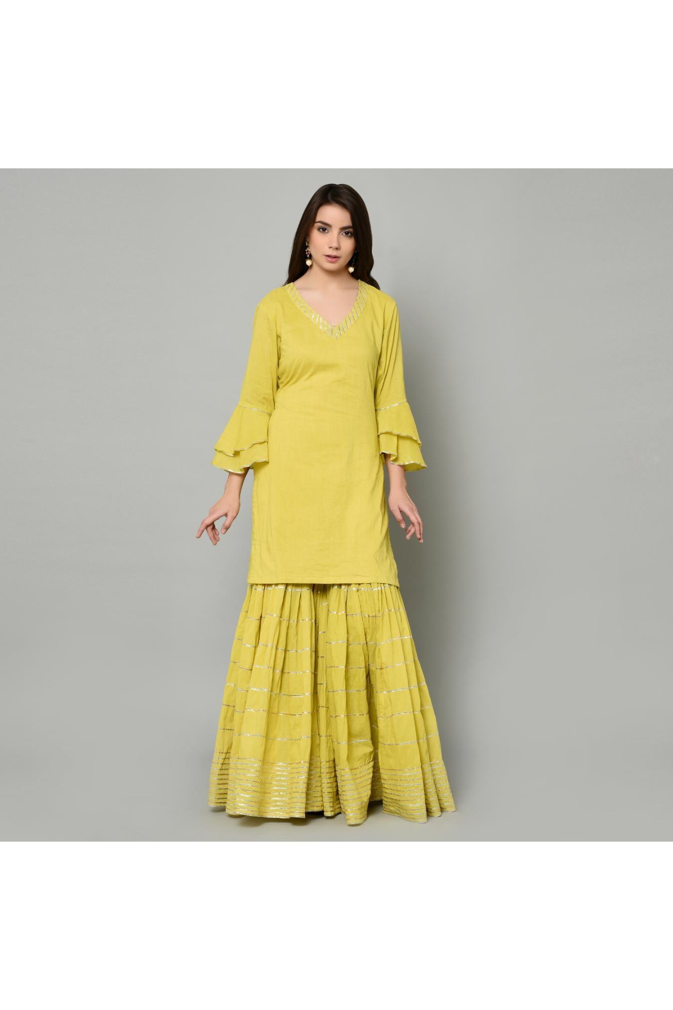 LIME GREEN SHARARA SET OF 3