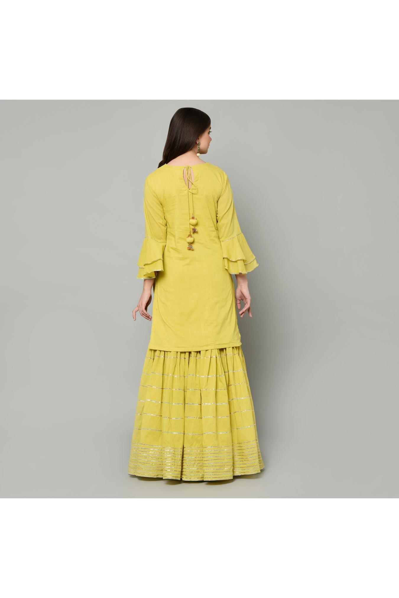 LIME GREEN SHARARA SET OF 3