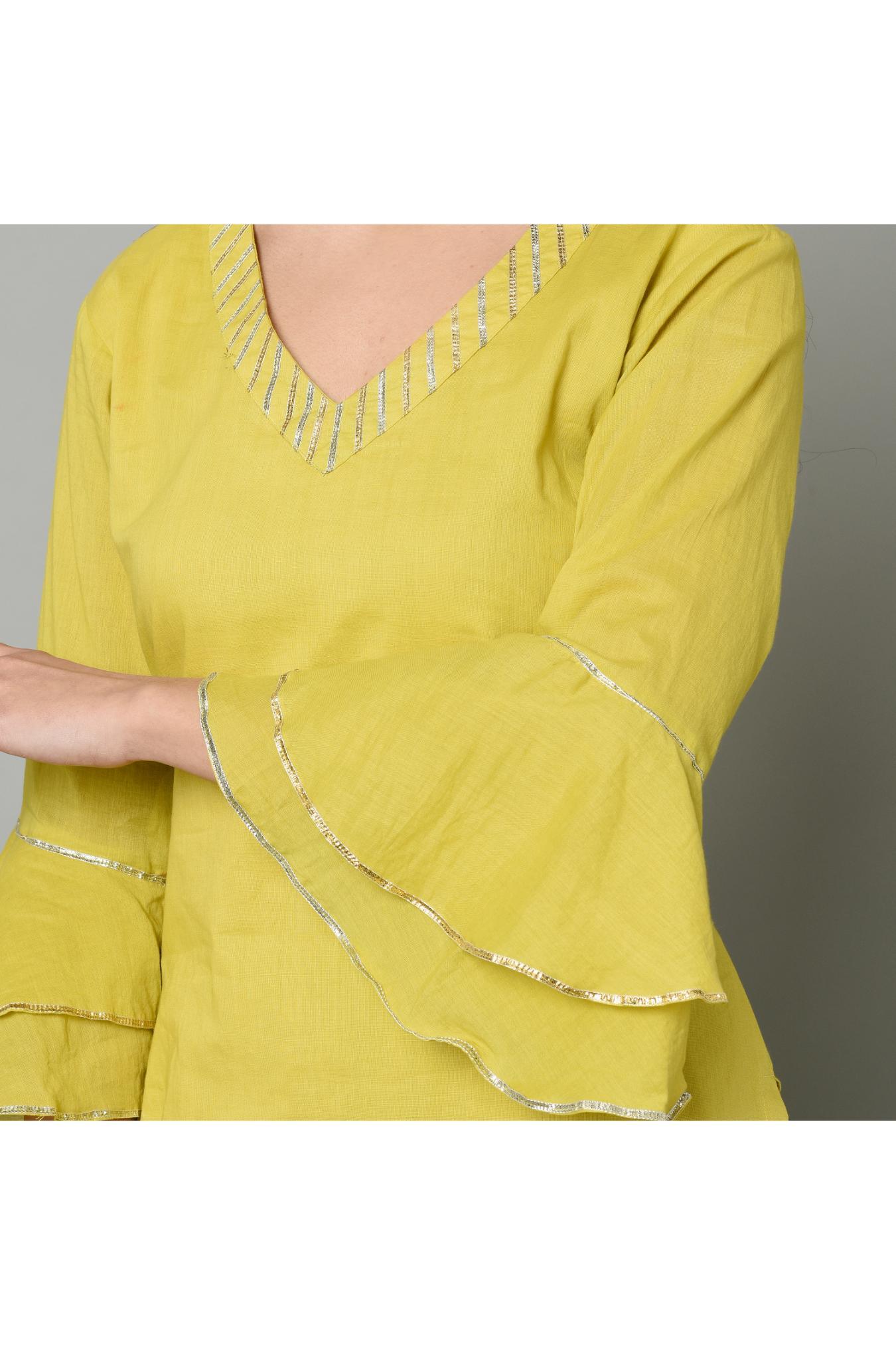 LIME GREEN SHARARA SET OF 3