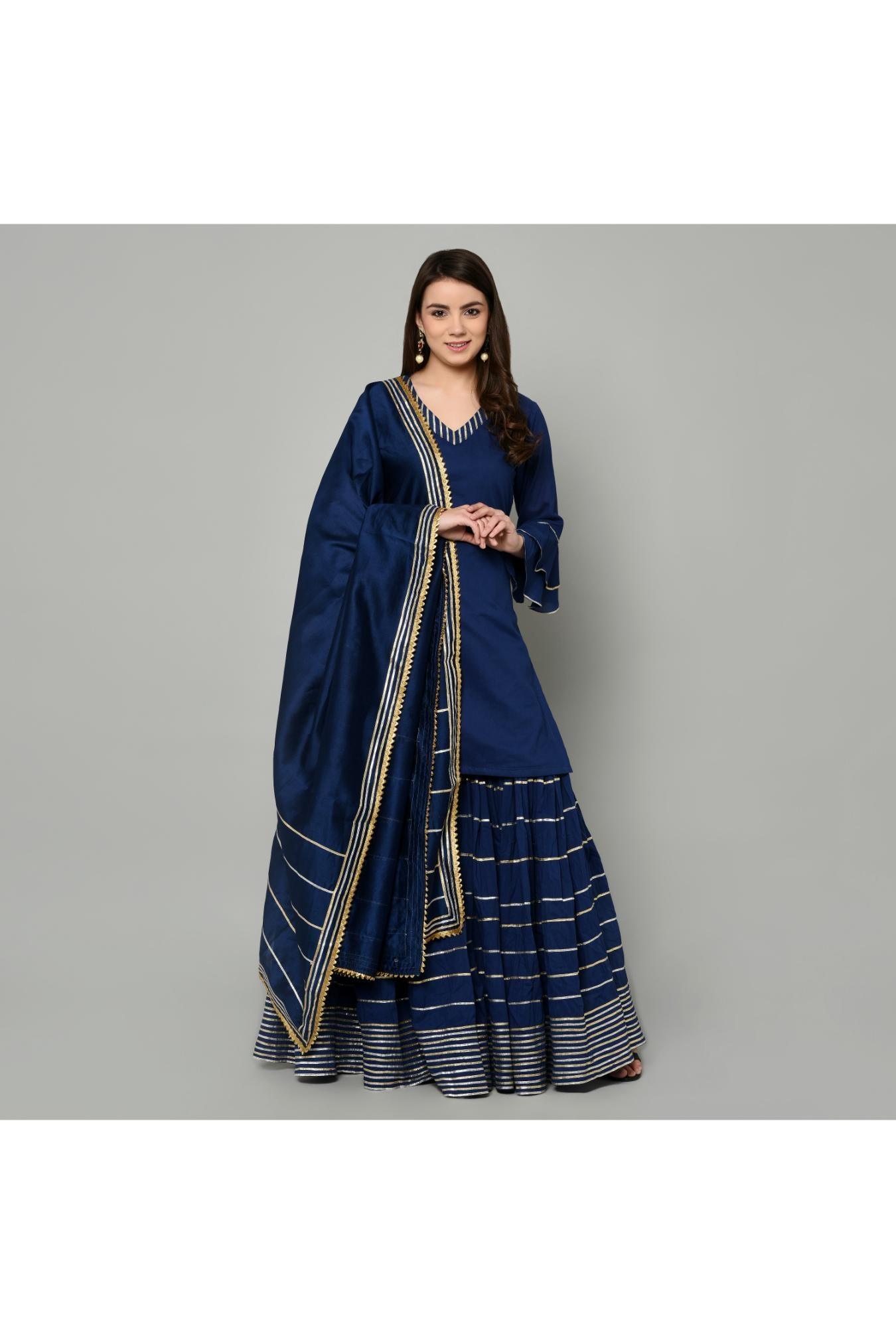 NAVY BLUE SHARARA SET OF 3