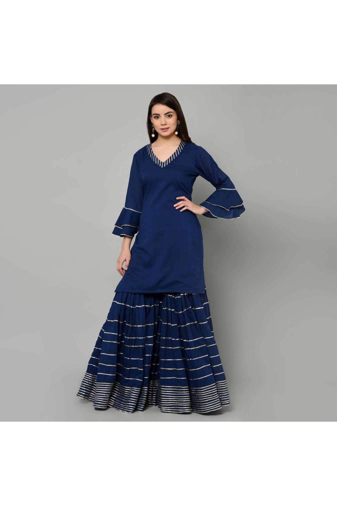 NAVY BLUE SHARARA SET OF 3