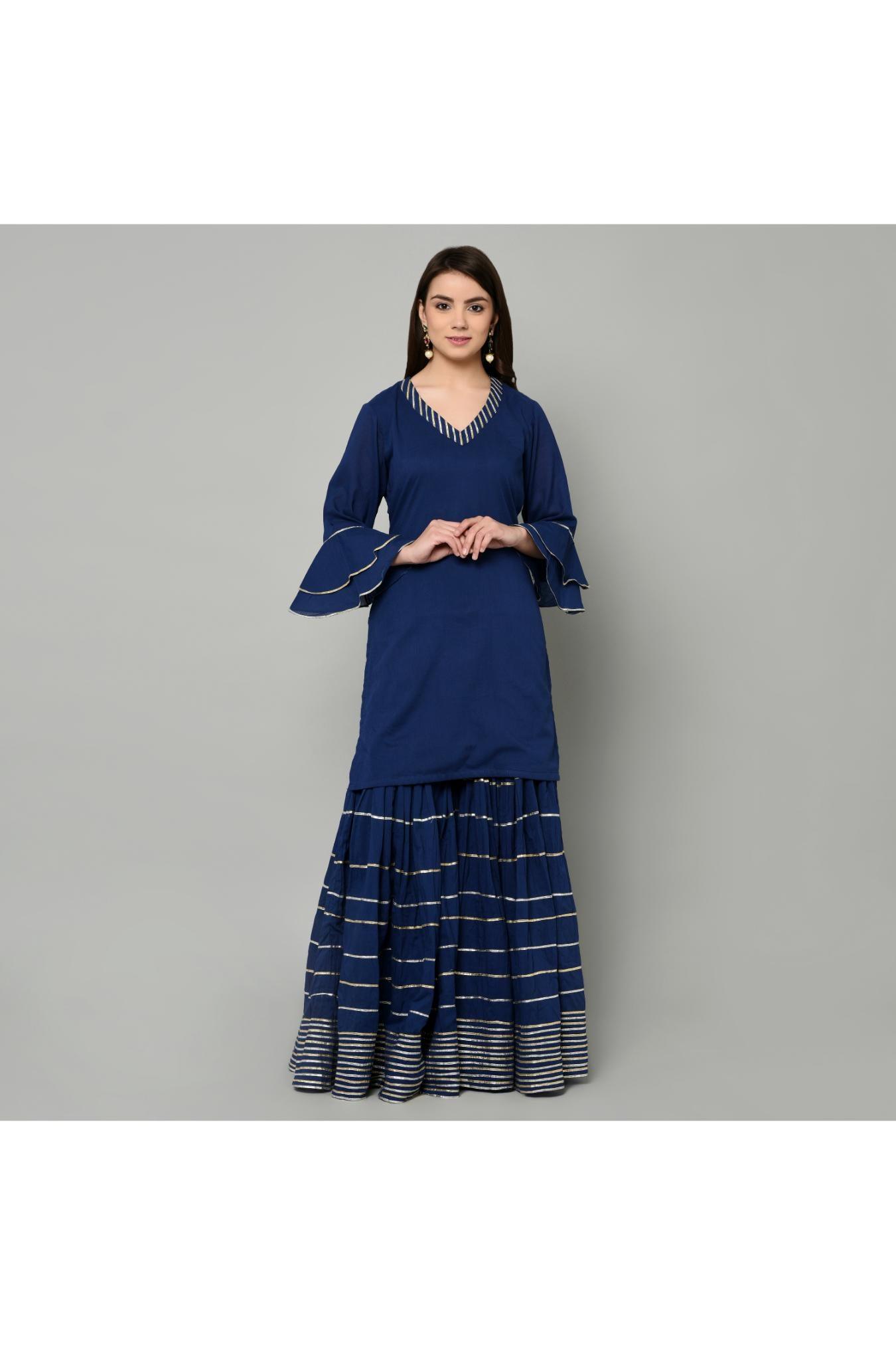 NAVY BLUE SHARARA SET OF 3