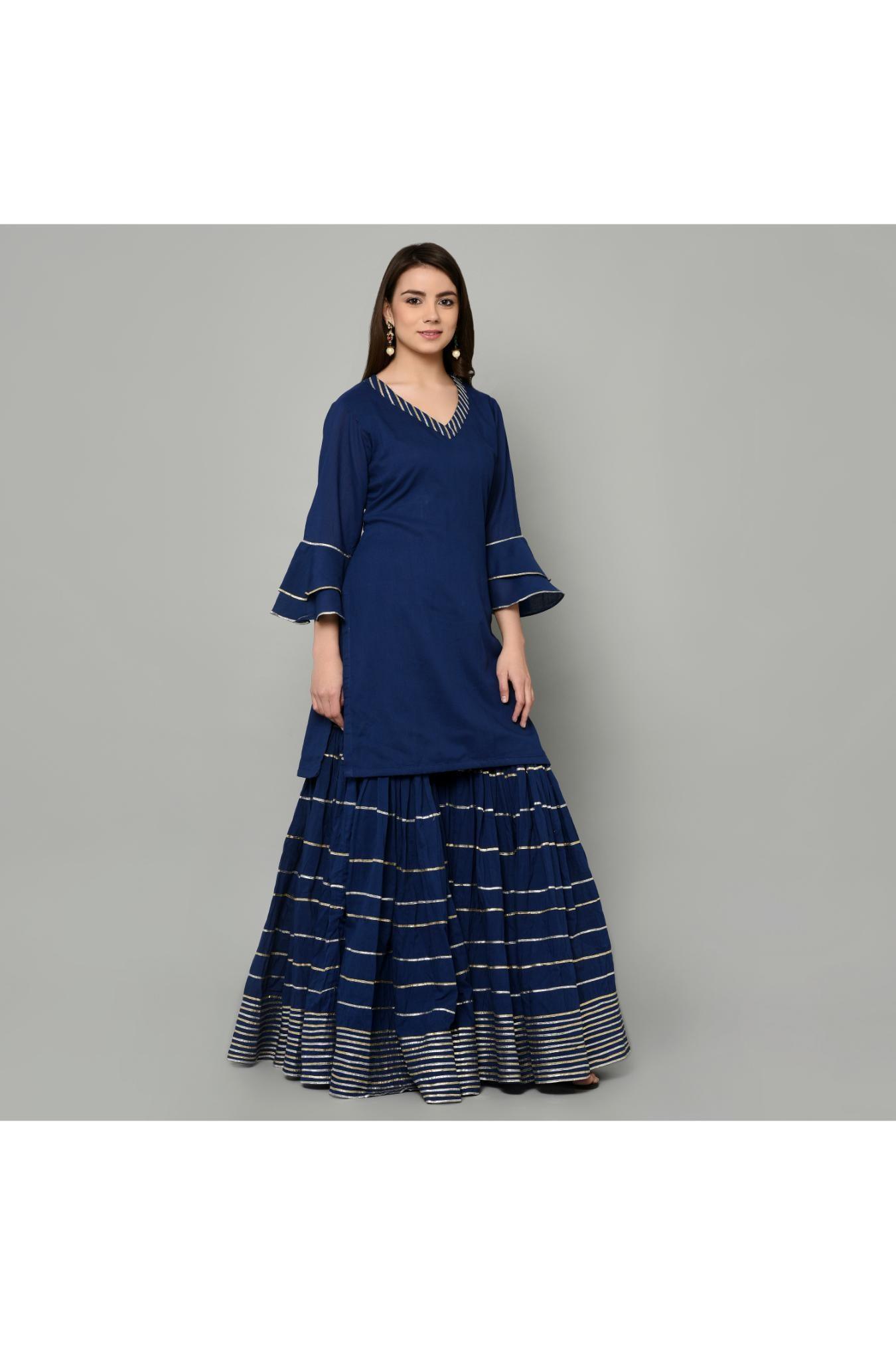 NAVY BLUE SHARARA SET OF 3