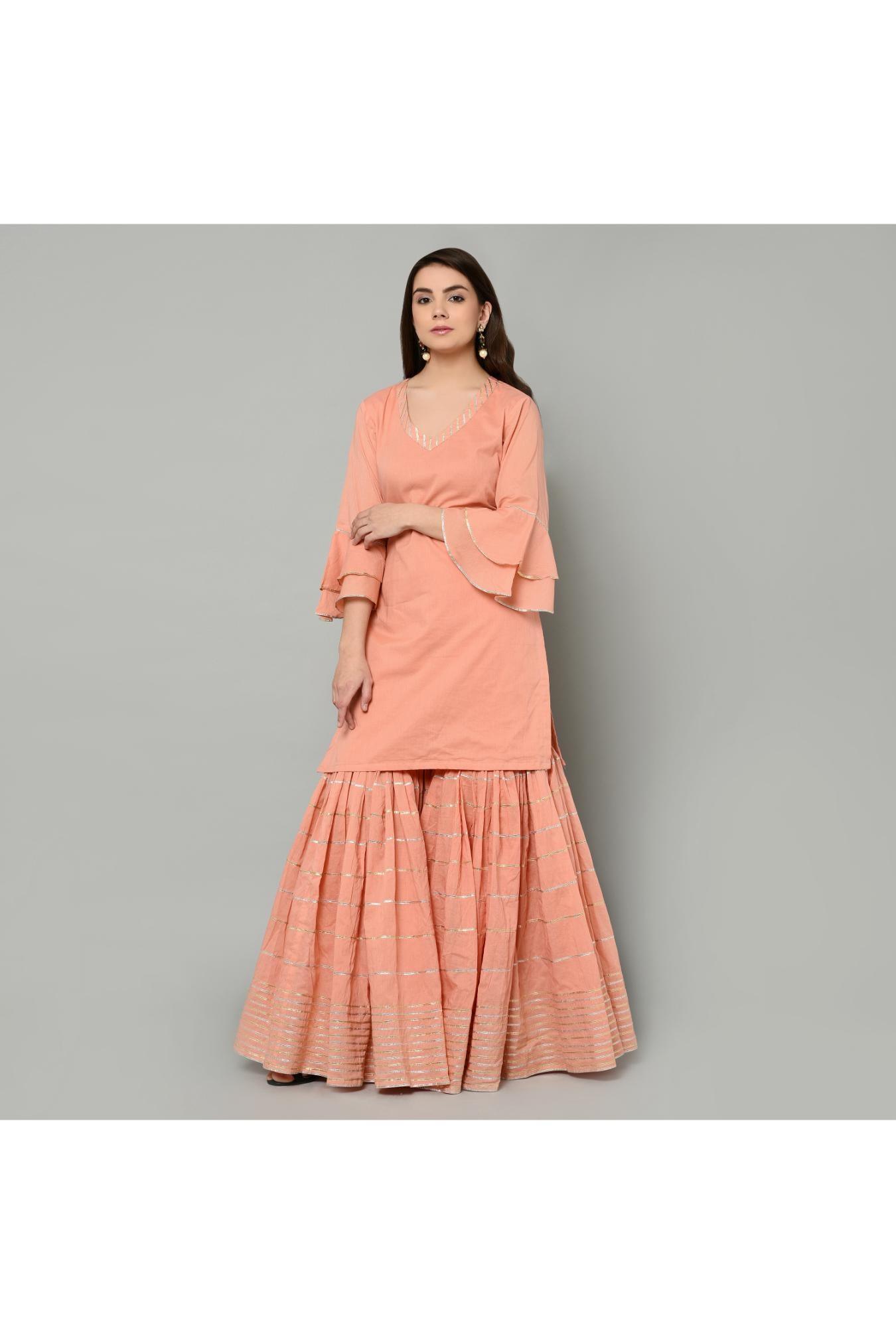 PEACH PINK SHARARA SET OF 3