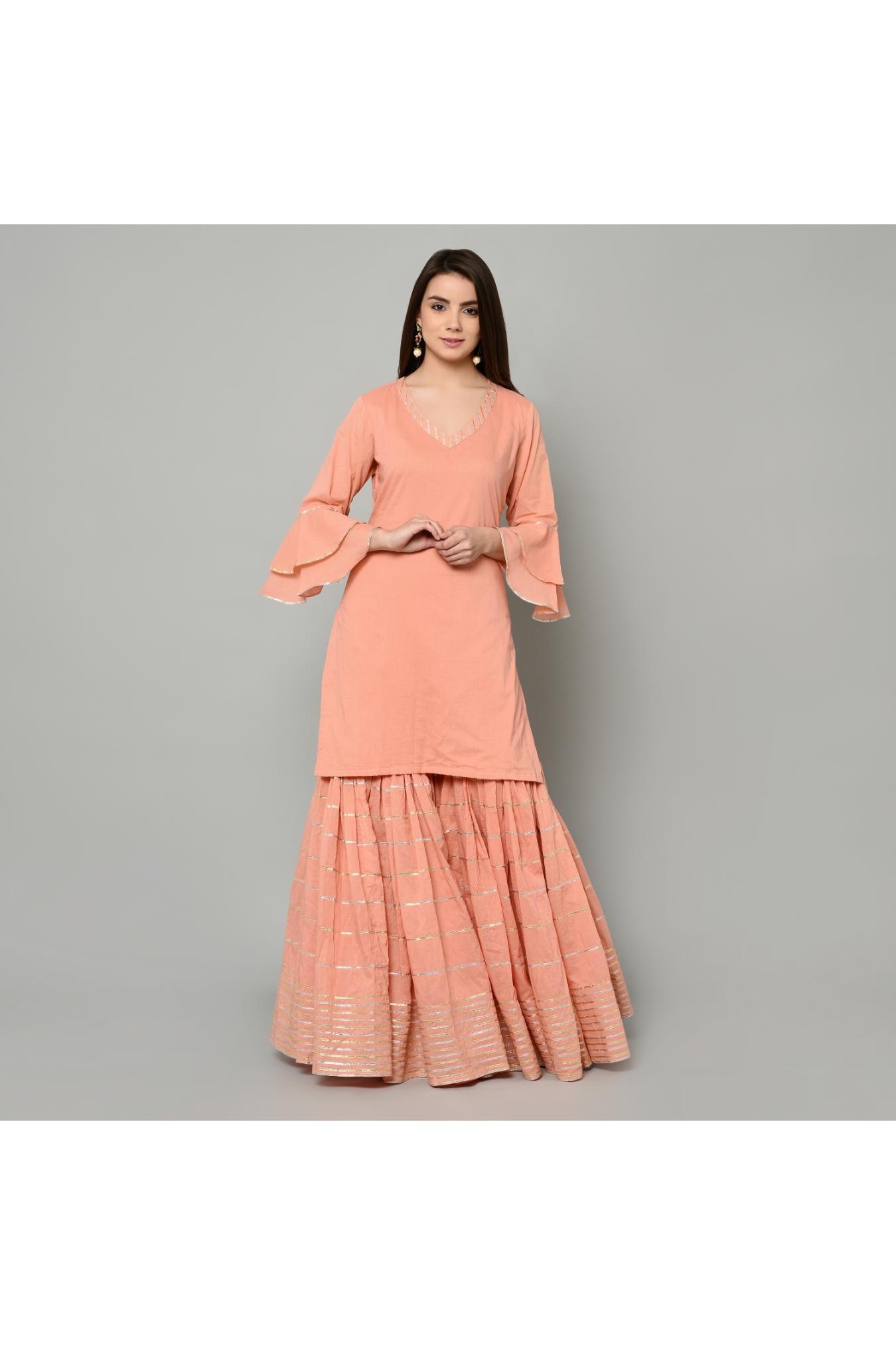 PEACH PINK SHARARA SET OF 3