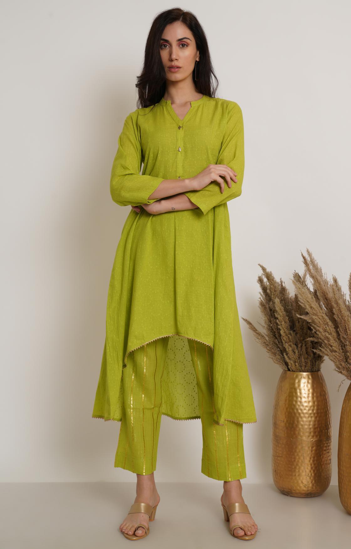 Lime Green High Low Tunic Set of 3