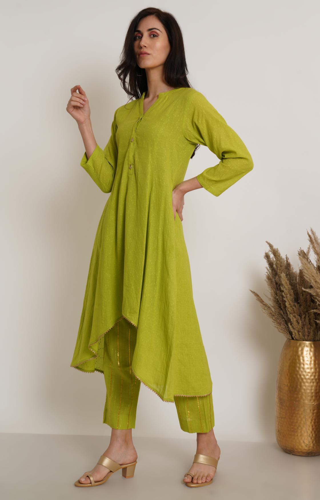 Lime Green High Low Tunic Set of 3