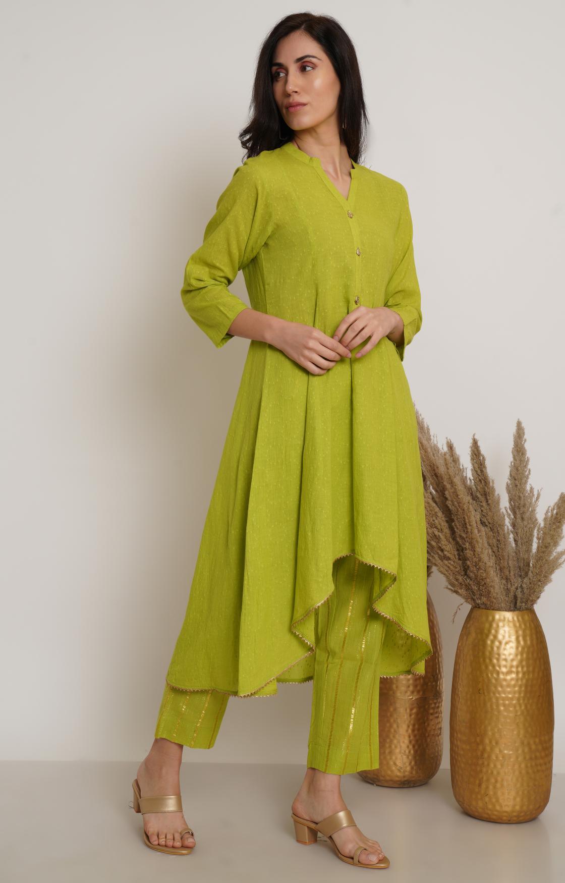 Lime Green High Low Tunic Set of 3
