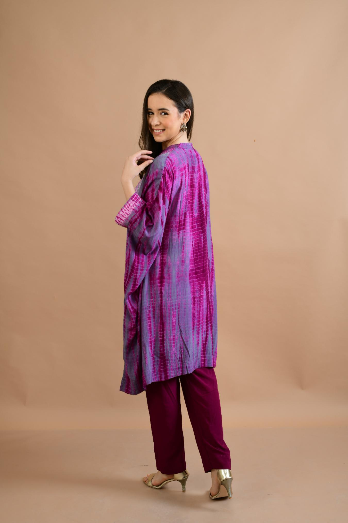 PURPLE WINE  SHIBORI YOKE AND TUNIC SET OF 2