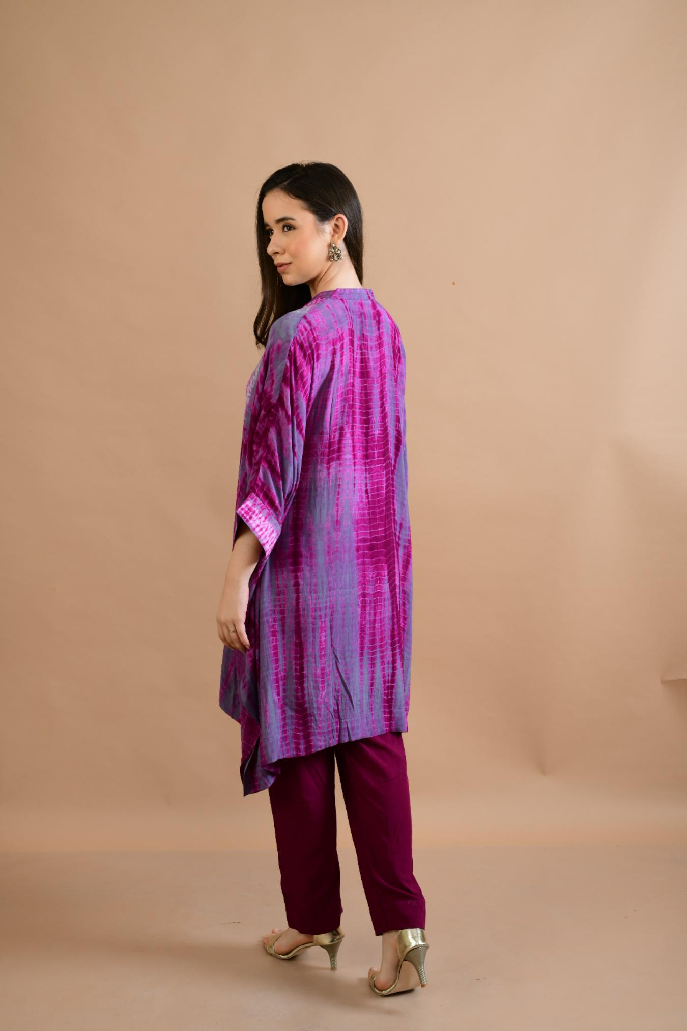 PURPLE WINE  SHIBORI YOKE AND TUNIC SET OF 2