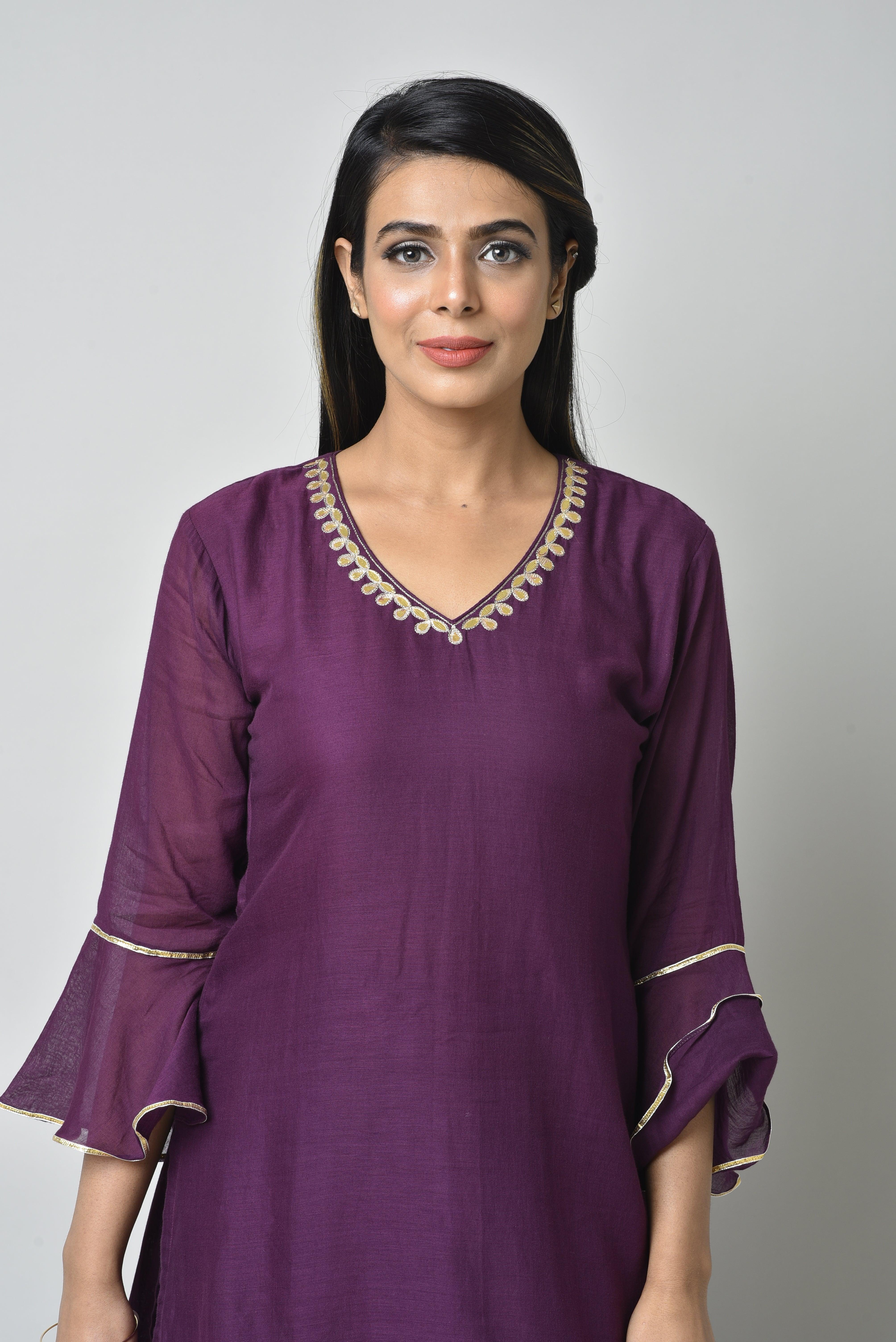 PURPLE FRILL SHARARA SET OF 3