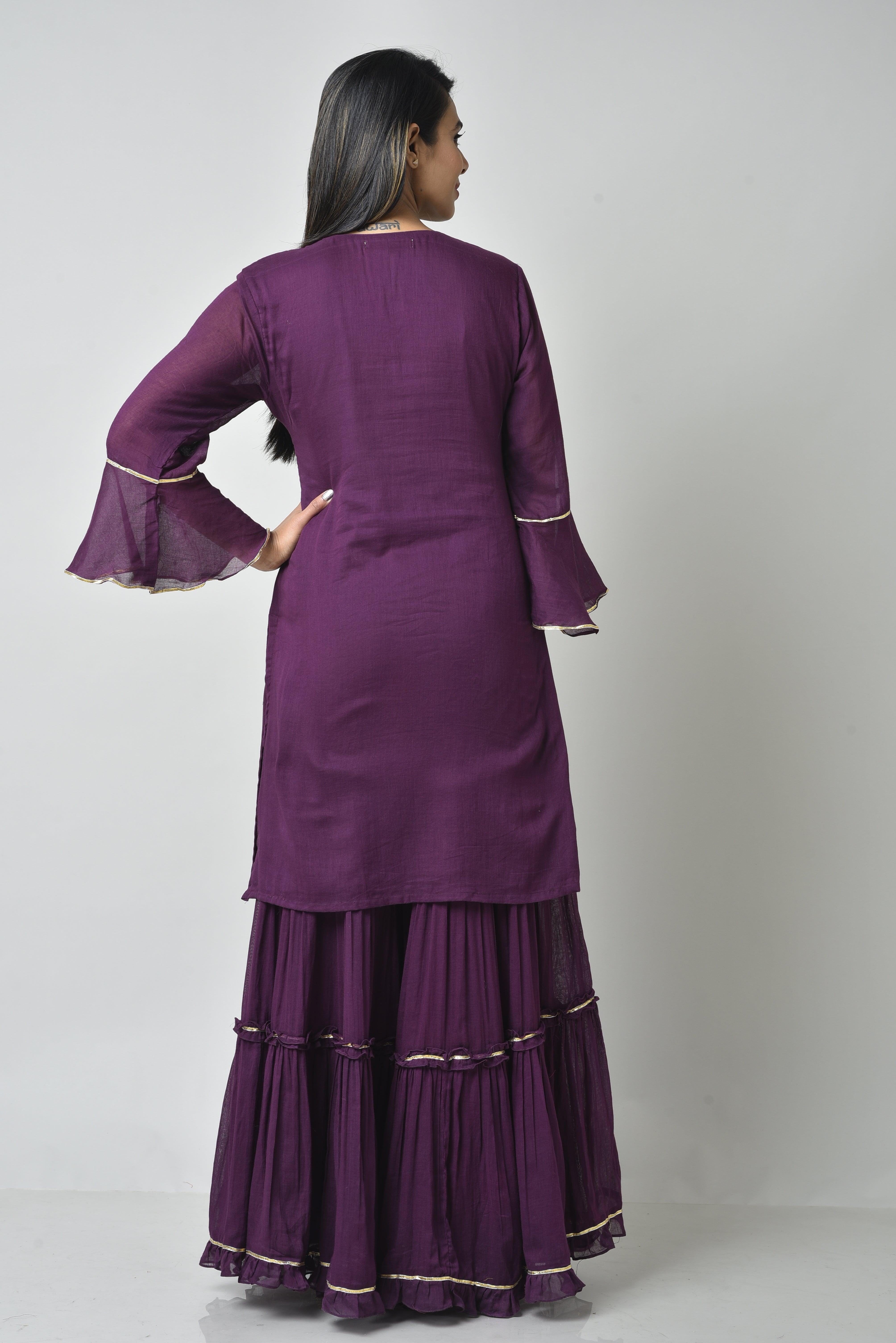 PURPLE FRILL SHARARA SET OF 3