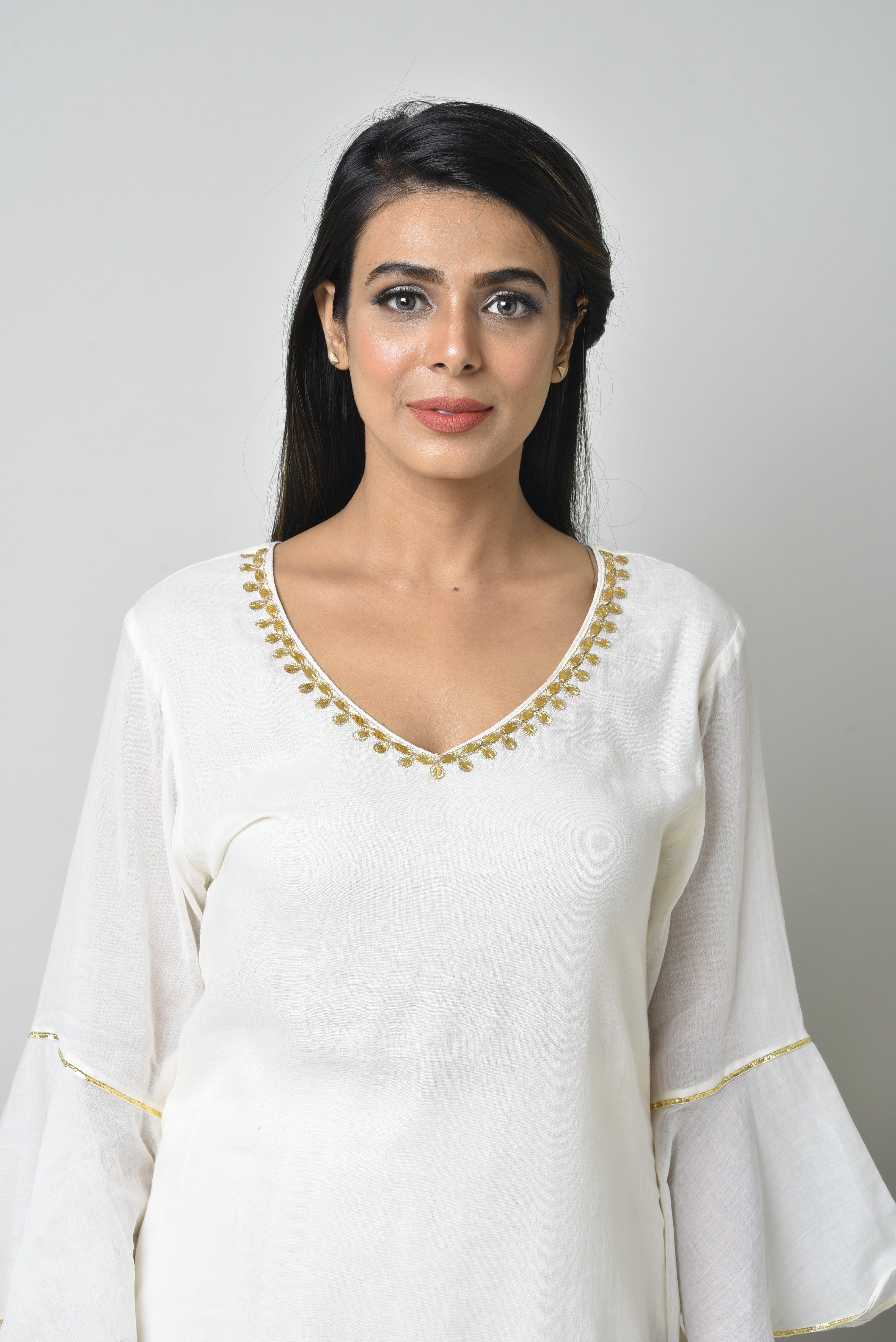 OFF WHITE FRILL SHARARA SET OF 3