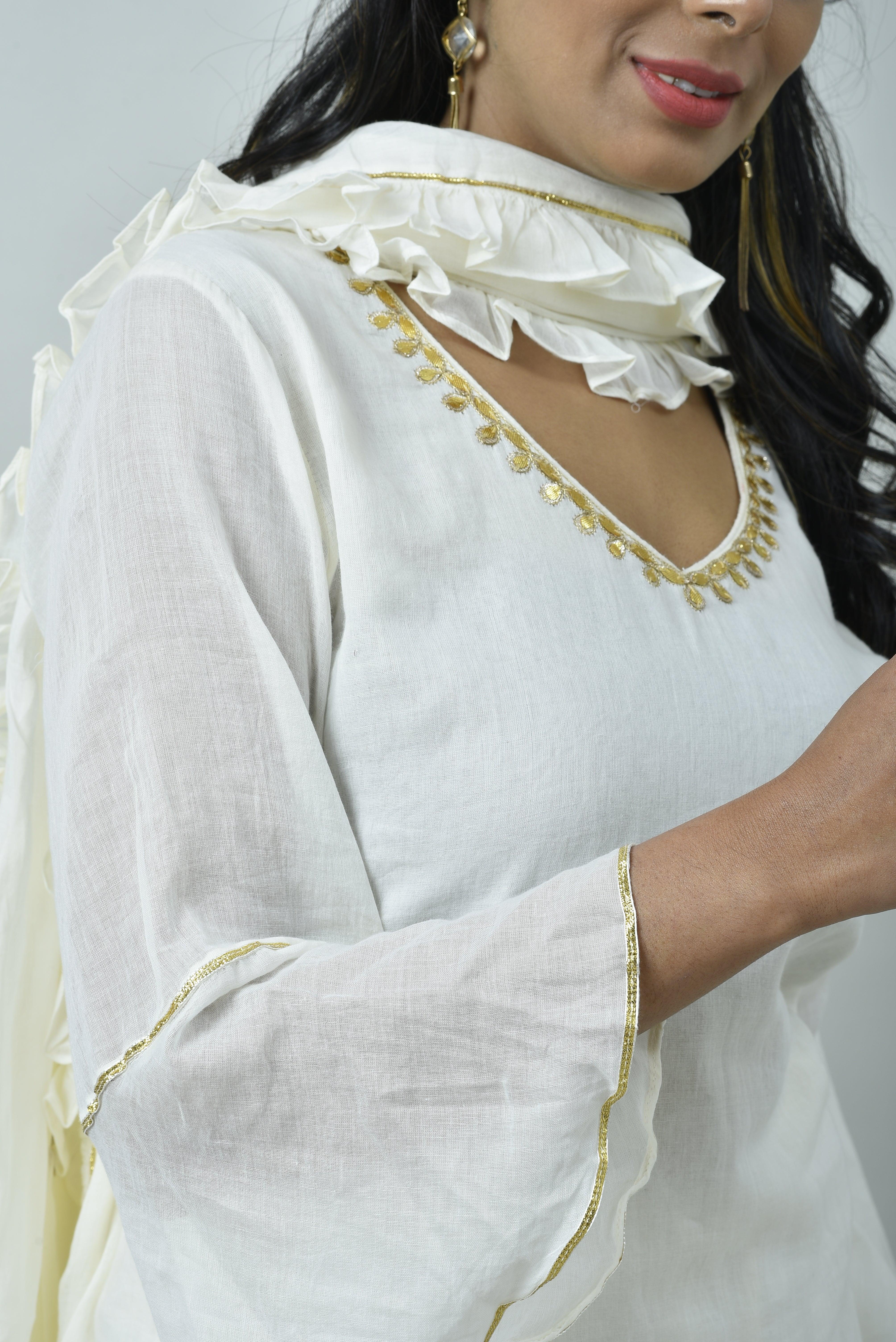 OFF WHITE FRILL SHARARA SET OF 3