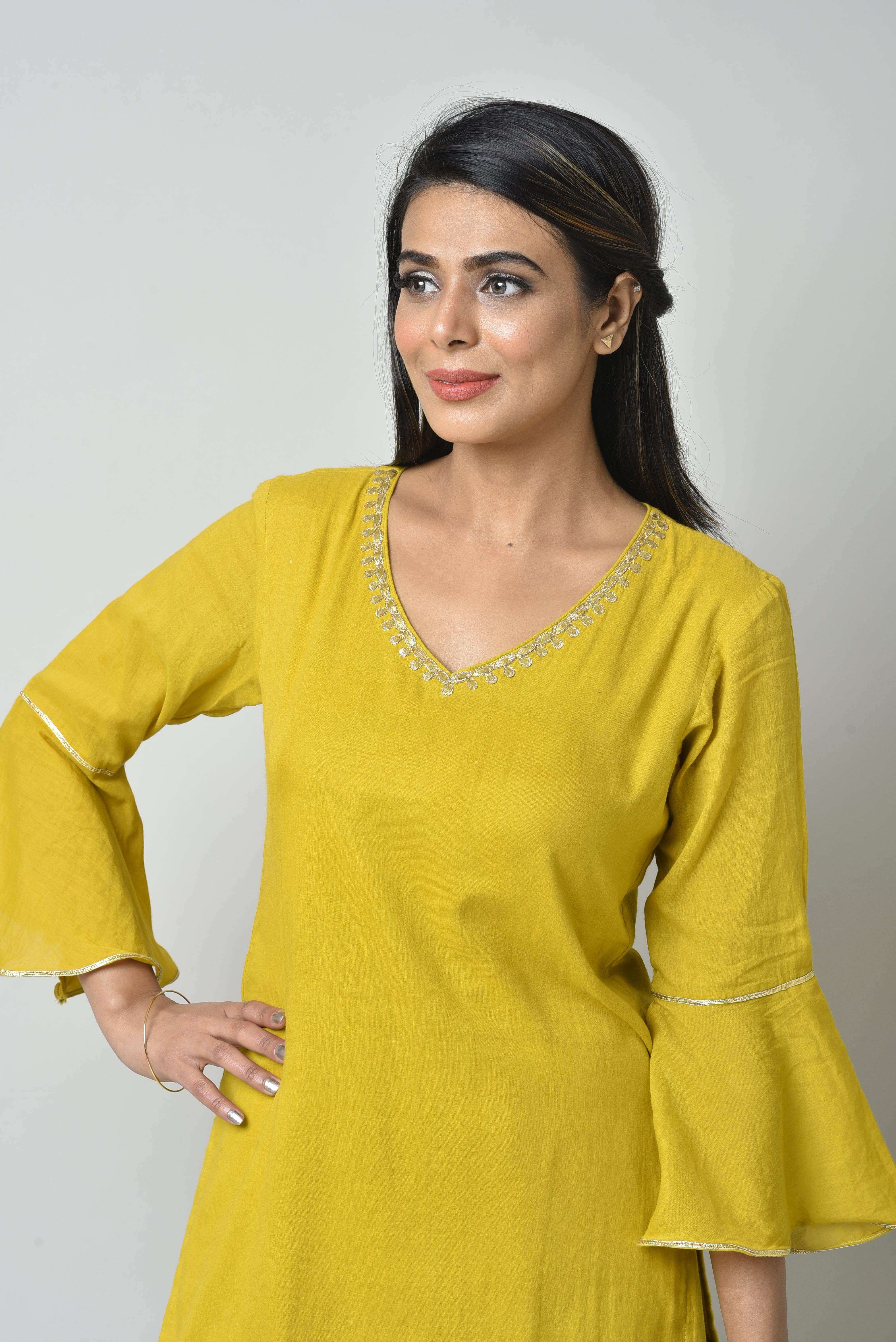 YELLOW FRILL SHARARA SET OF 3