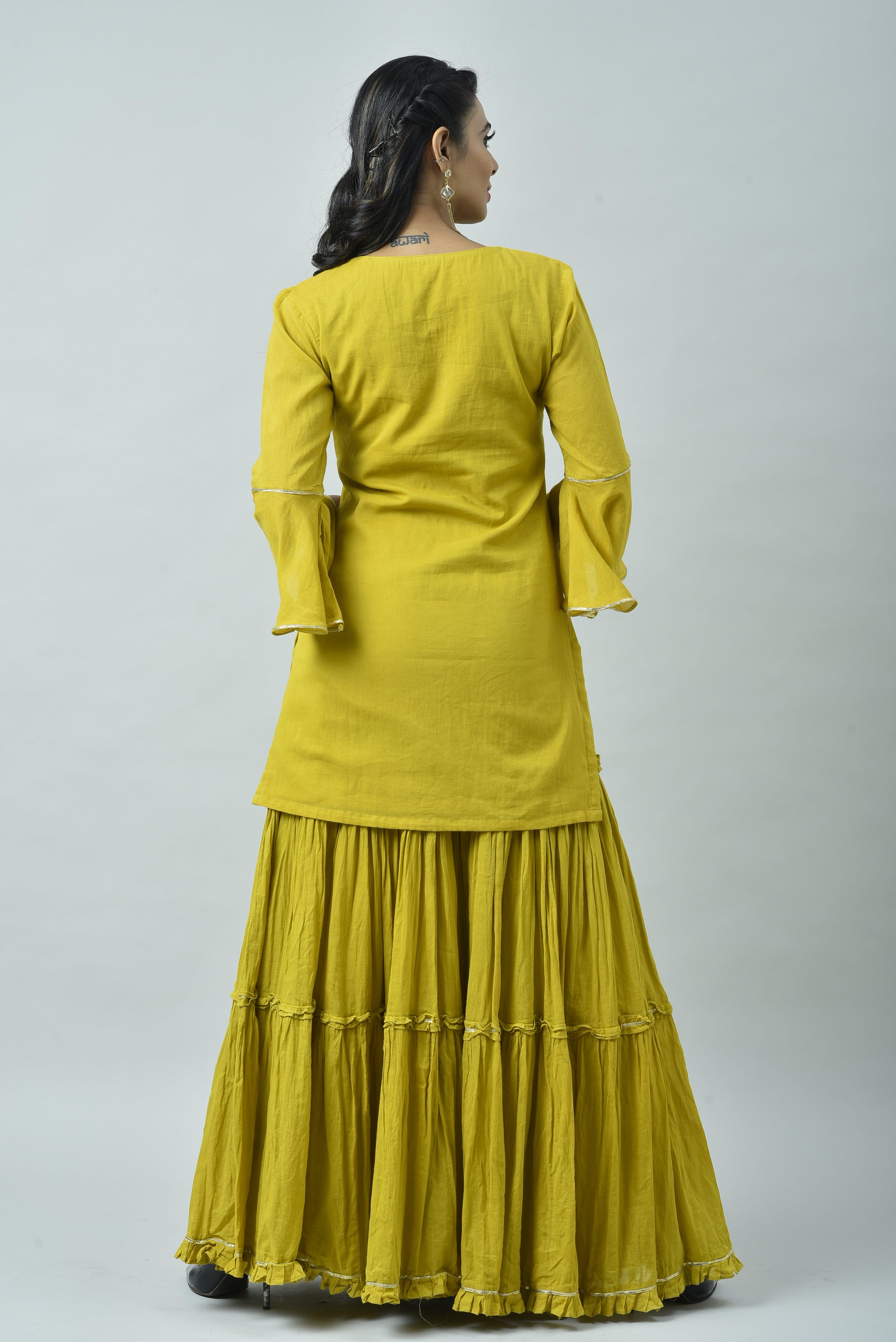 YELLOW FRILL SHARARA SET OF 3