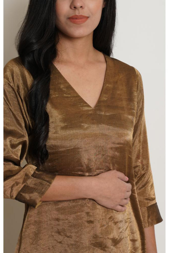 Antique Gold Chanderi Tissue Co-ord Set of 2