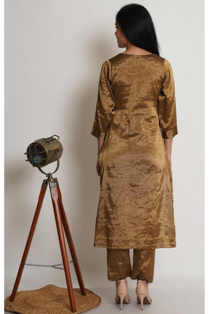 Antique Gold Chanderi Tissue Co-ord Set of 2