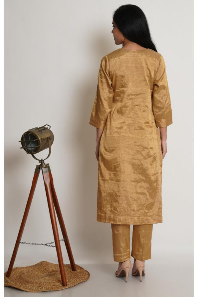 Gold Tissue Chanderi Co-ord Kurta Set of 2