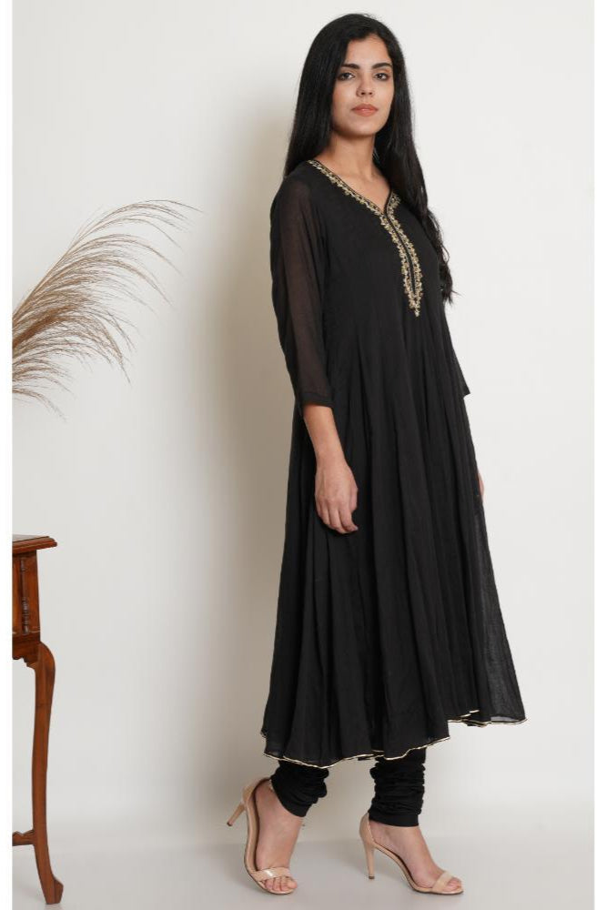 Black Zardozi Anarkali Set of 3