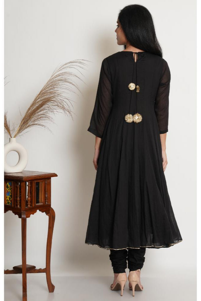 Black Zardozi Anarkali Set of 3