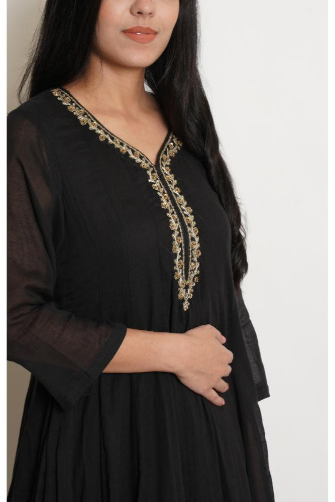 Black Zardozi Anarkali Set of 3