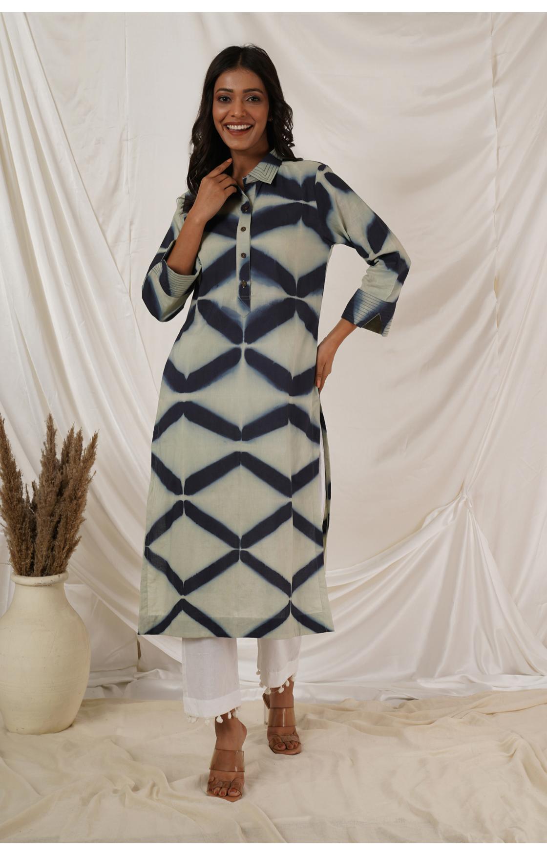 Grey Clamp Dye Kurta