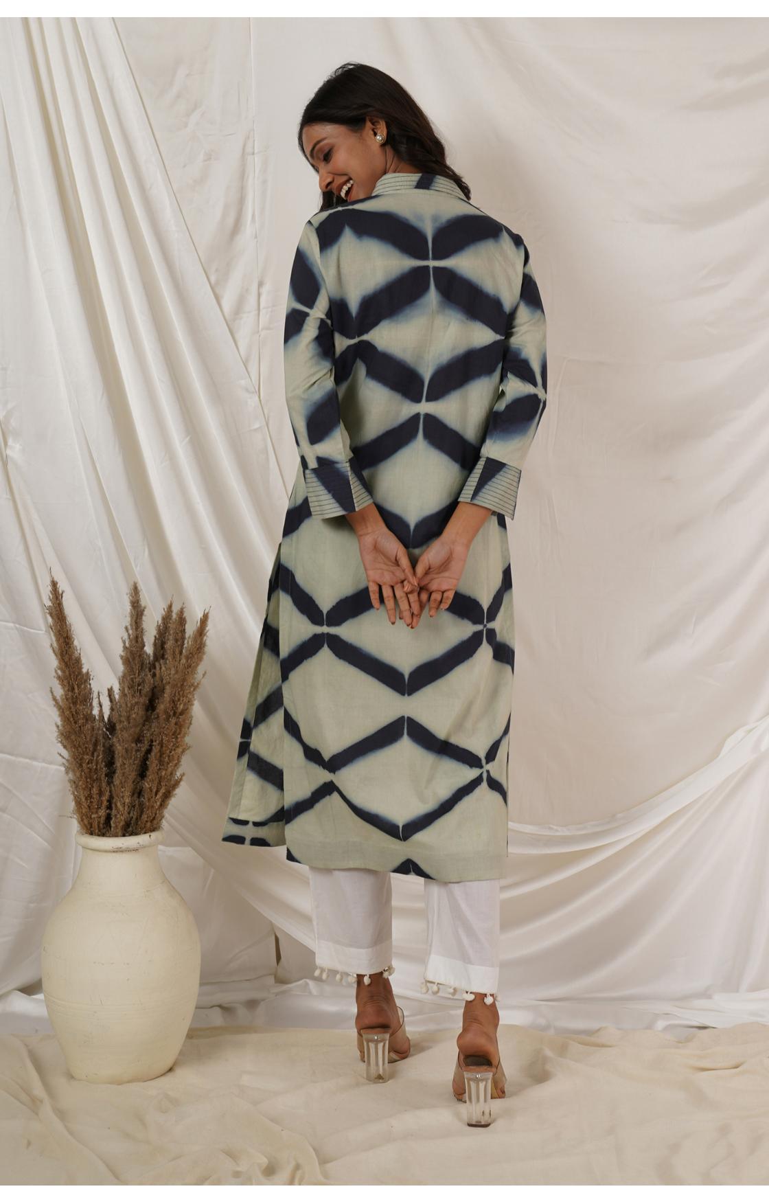 Grey Clamp Dye Kurta
