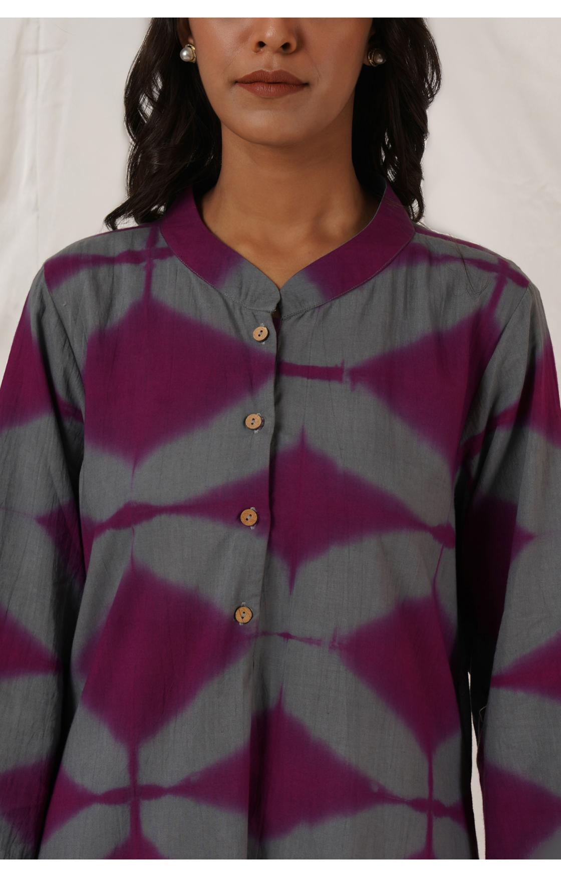 Grey Wine Clamp Tie Dye Kurta