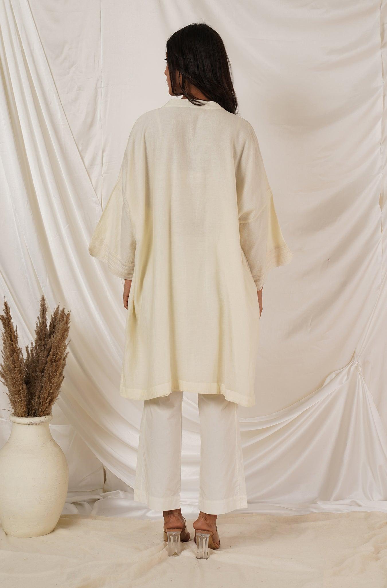 Off White Pintuck Tunic Coord Set