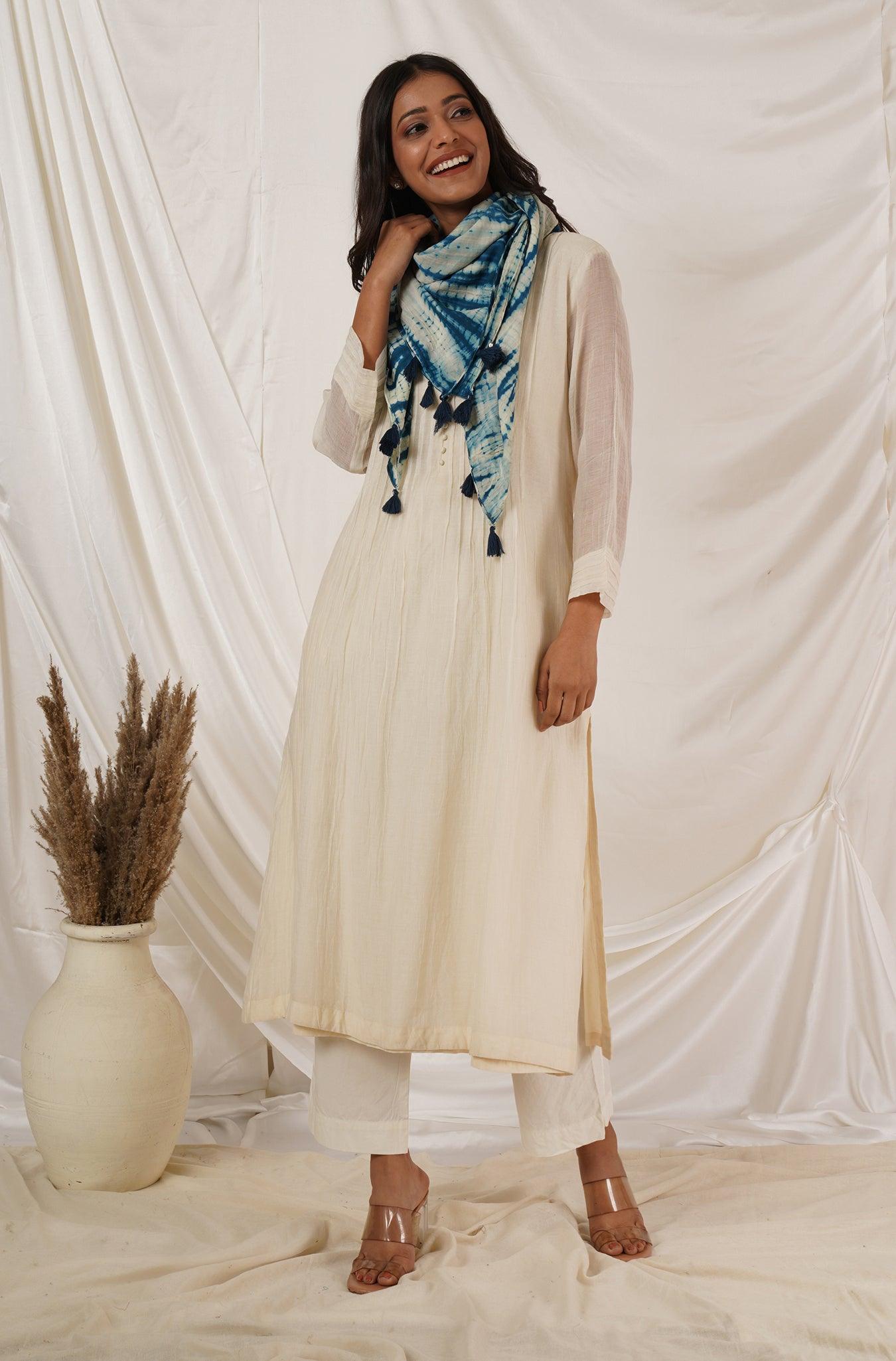 Off White Pintuck Kurta Coord Set