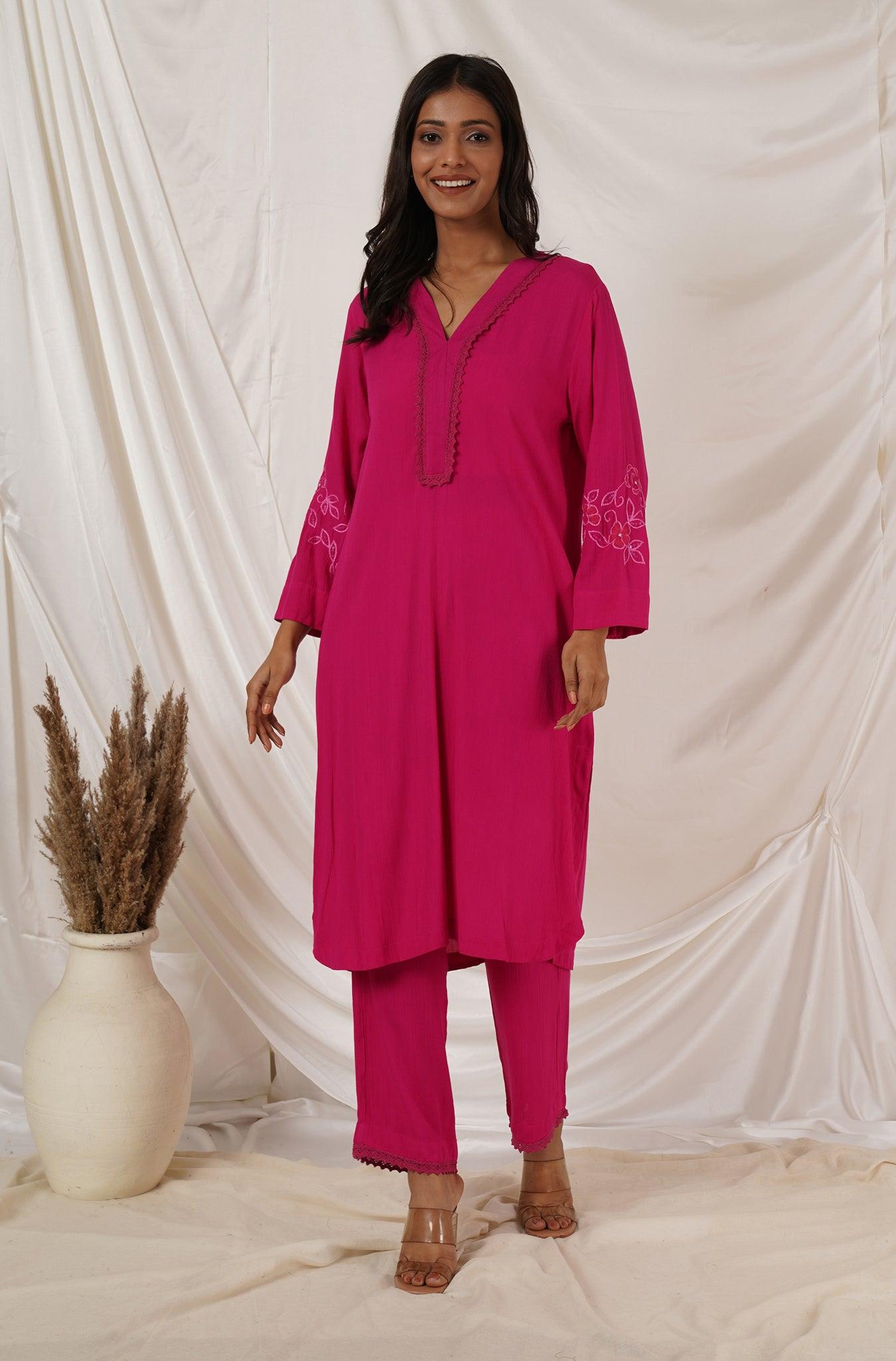 Fuchsia Pink Tunic Coord Set Of 2