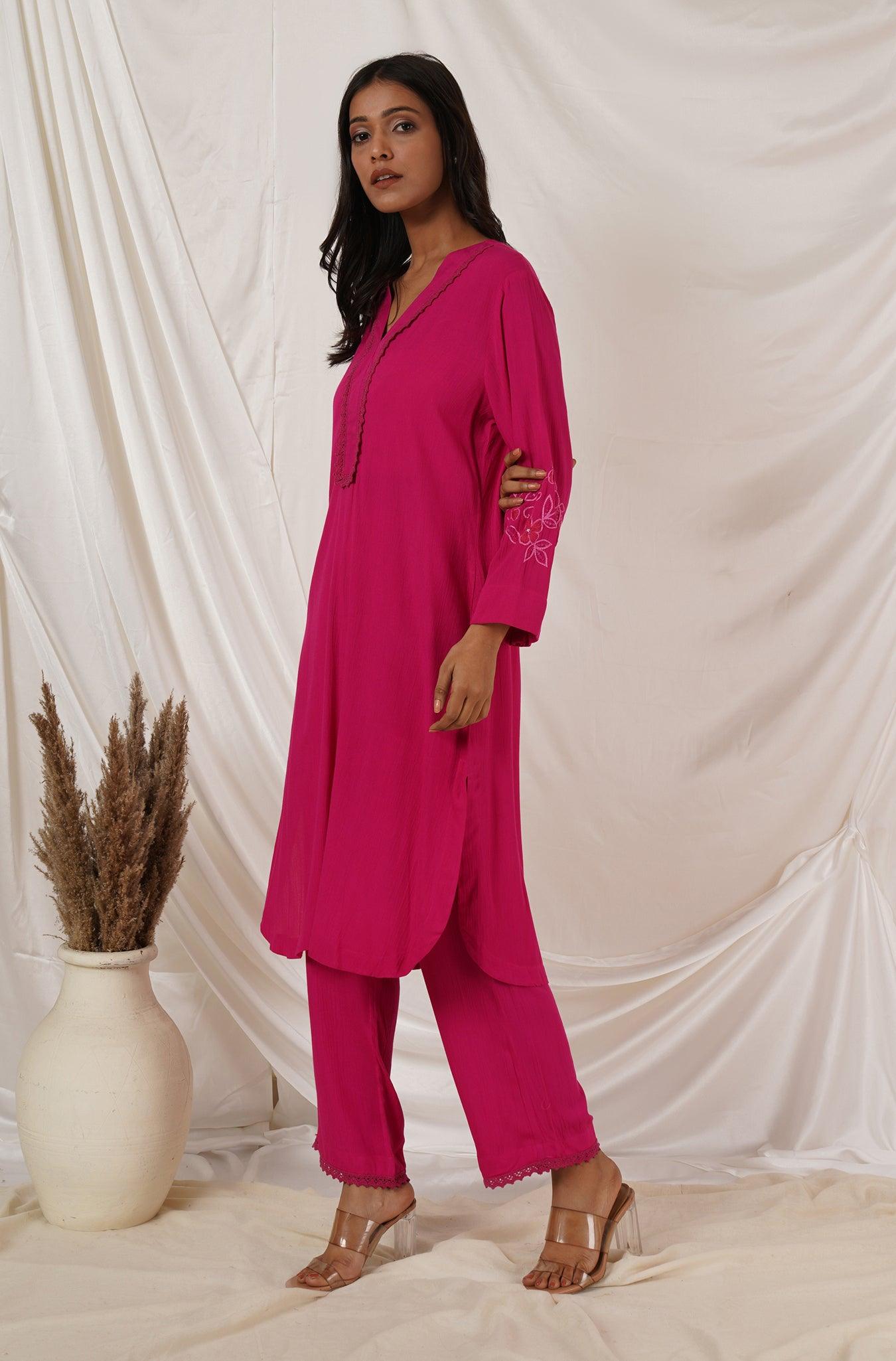 Fuchsia Pink Tunic Coord Set Of 2