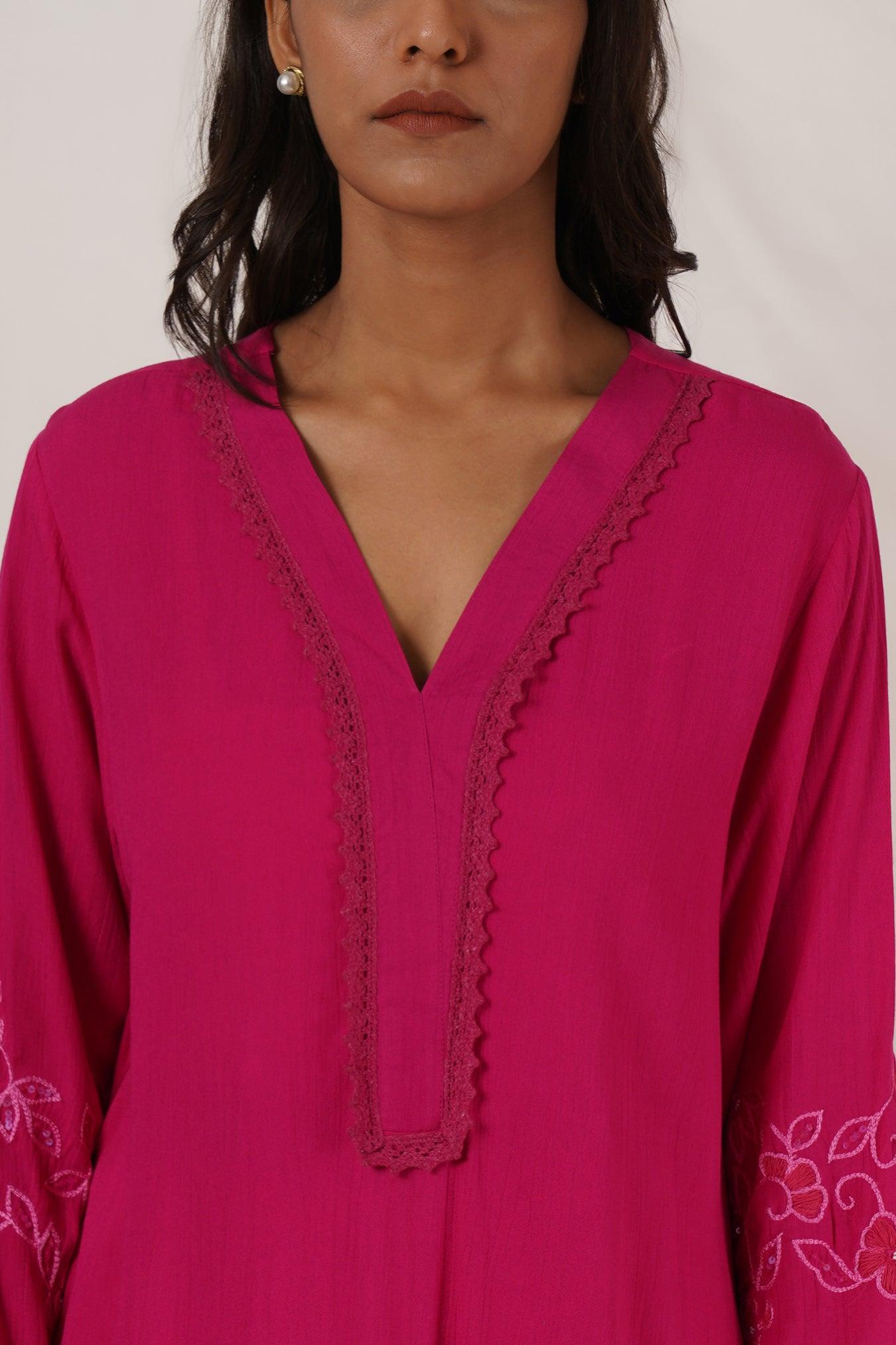 Fuchsia Pink Tunic Coord Set Of 2