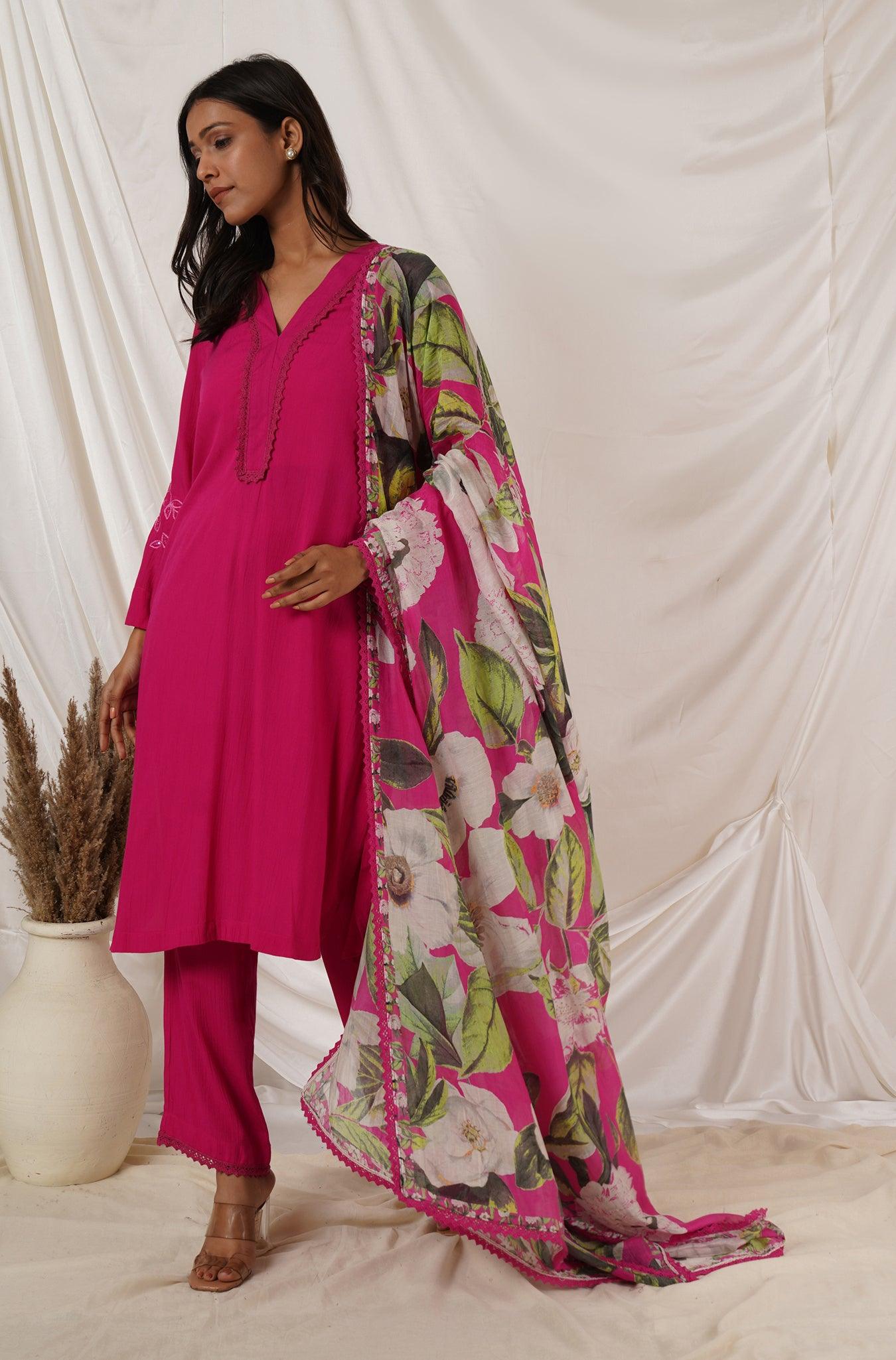Fuchsia Pink Tunic Coord Set Of 2