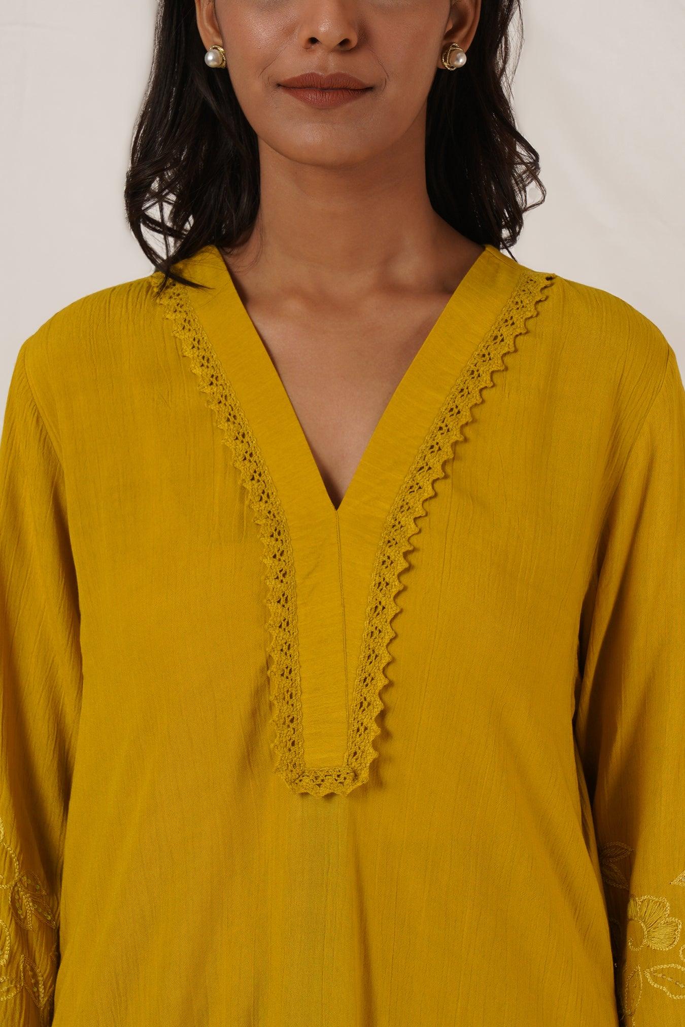 Mustard Yellow Kurta Set Of 2