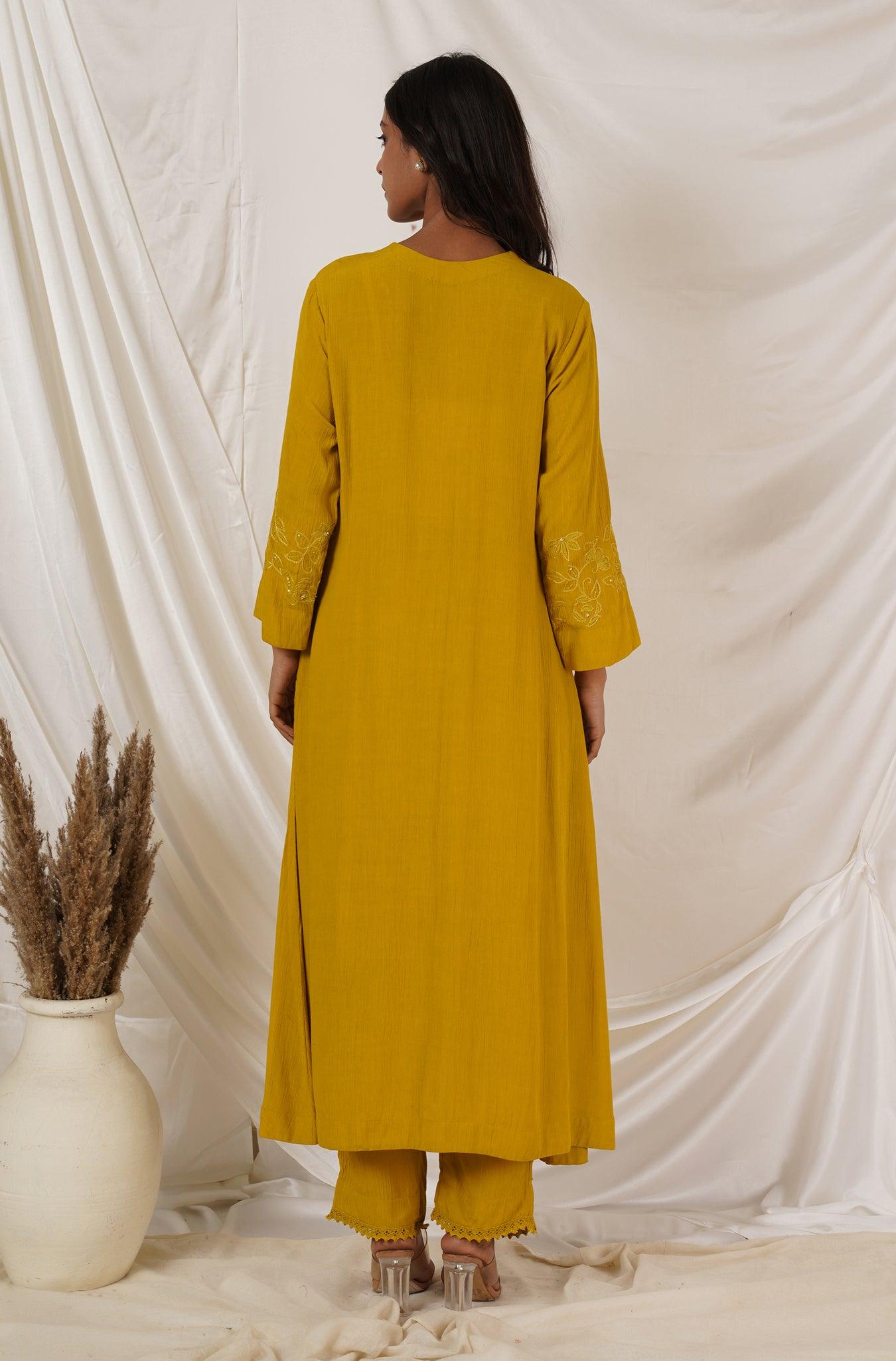 Mustard Yellow Kurta Set Of 2