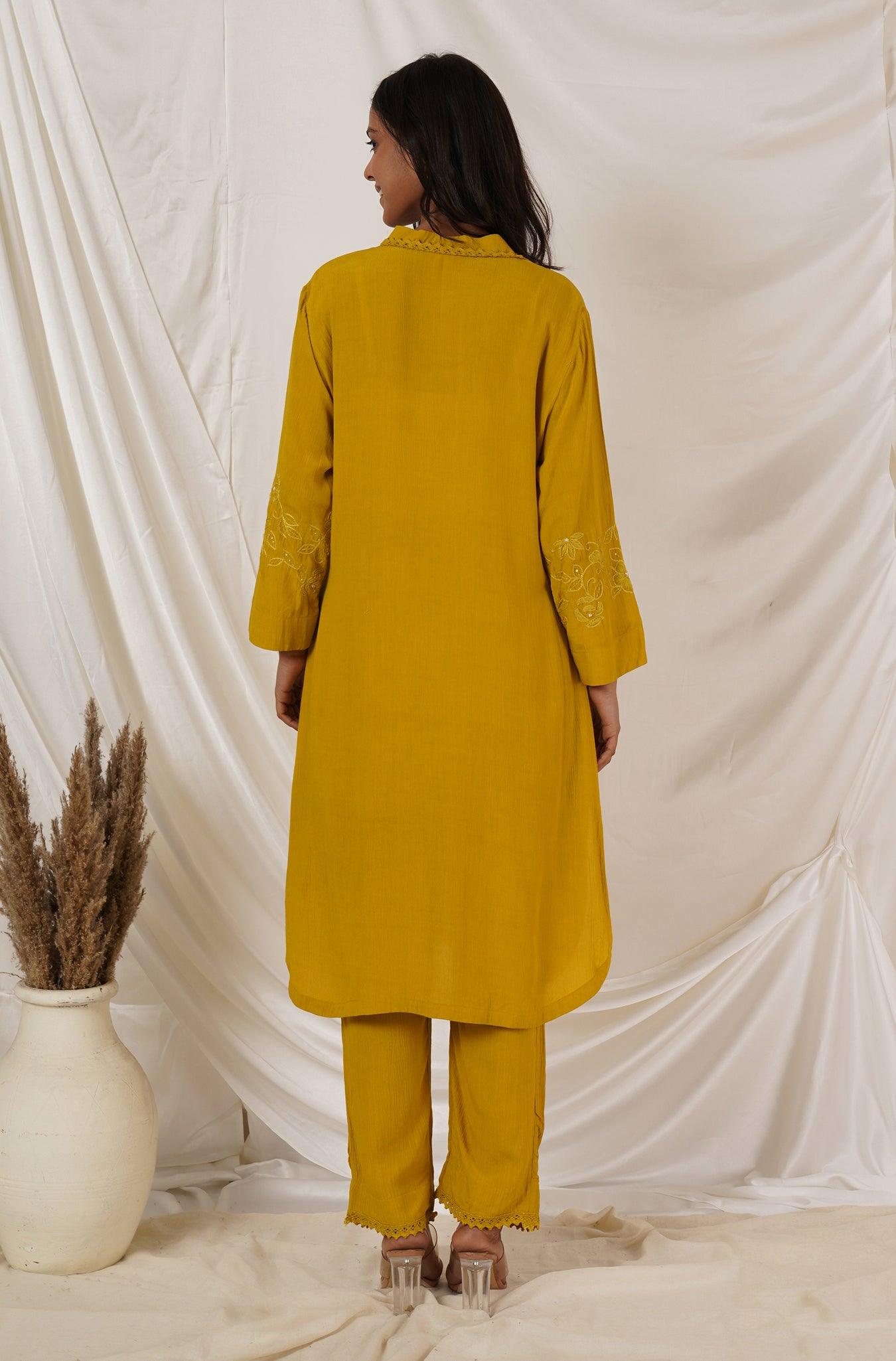 Mustard  Yellow Tunic Coord Set Of 2
