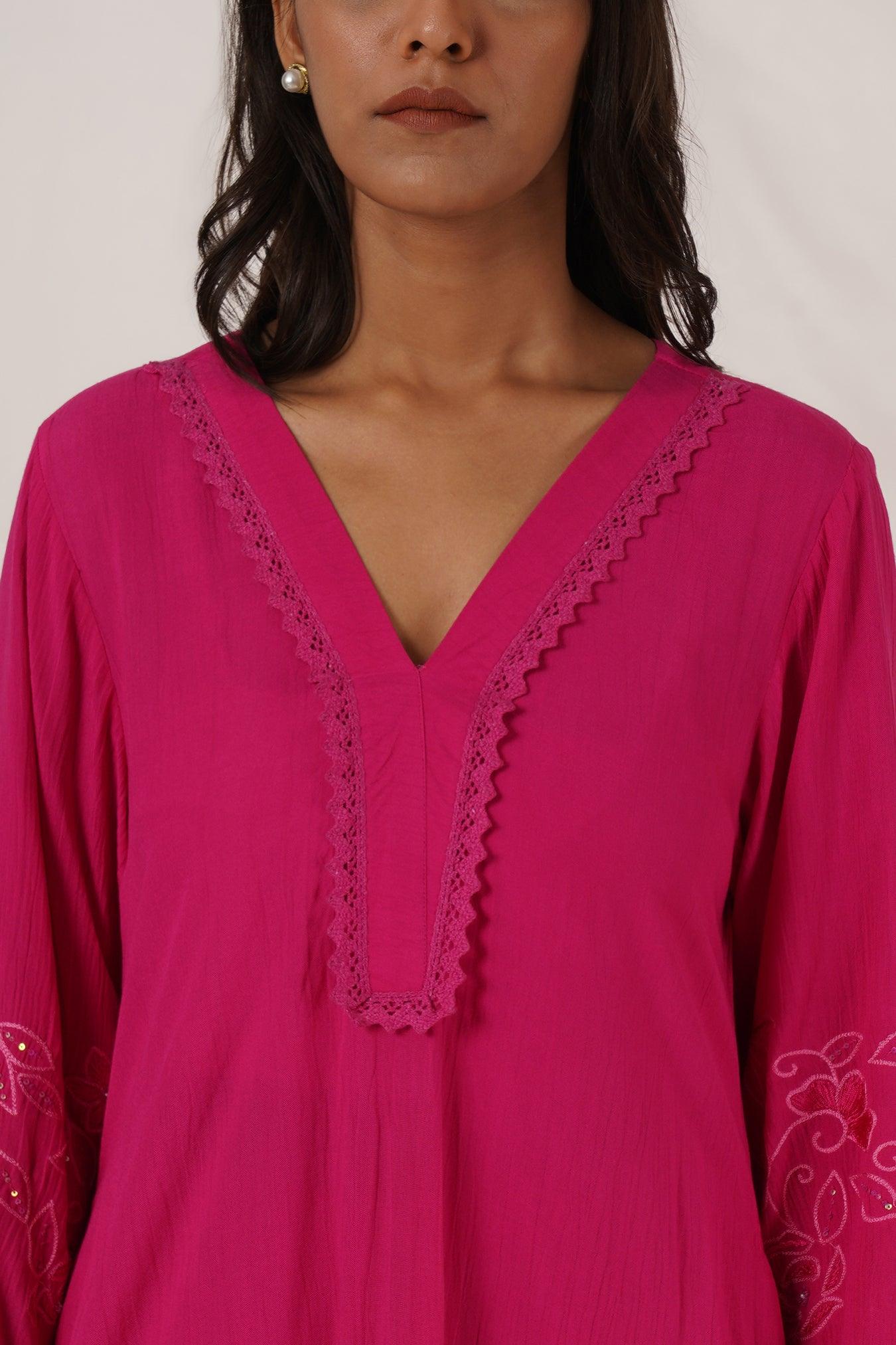 Fuchsia Pink Kurta Set Of 2