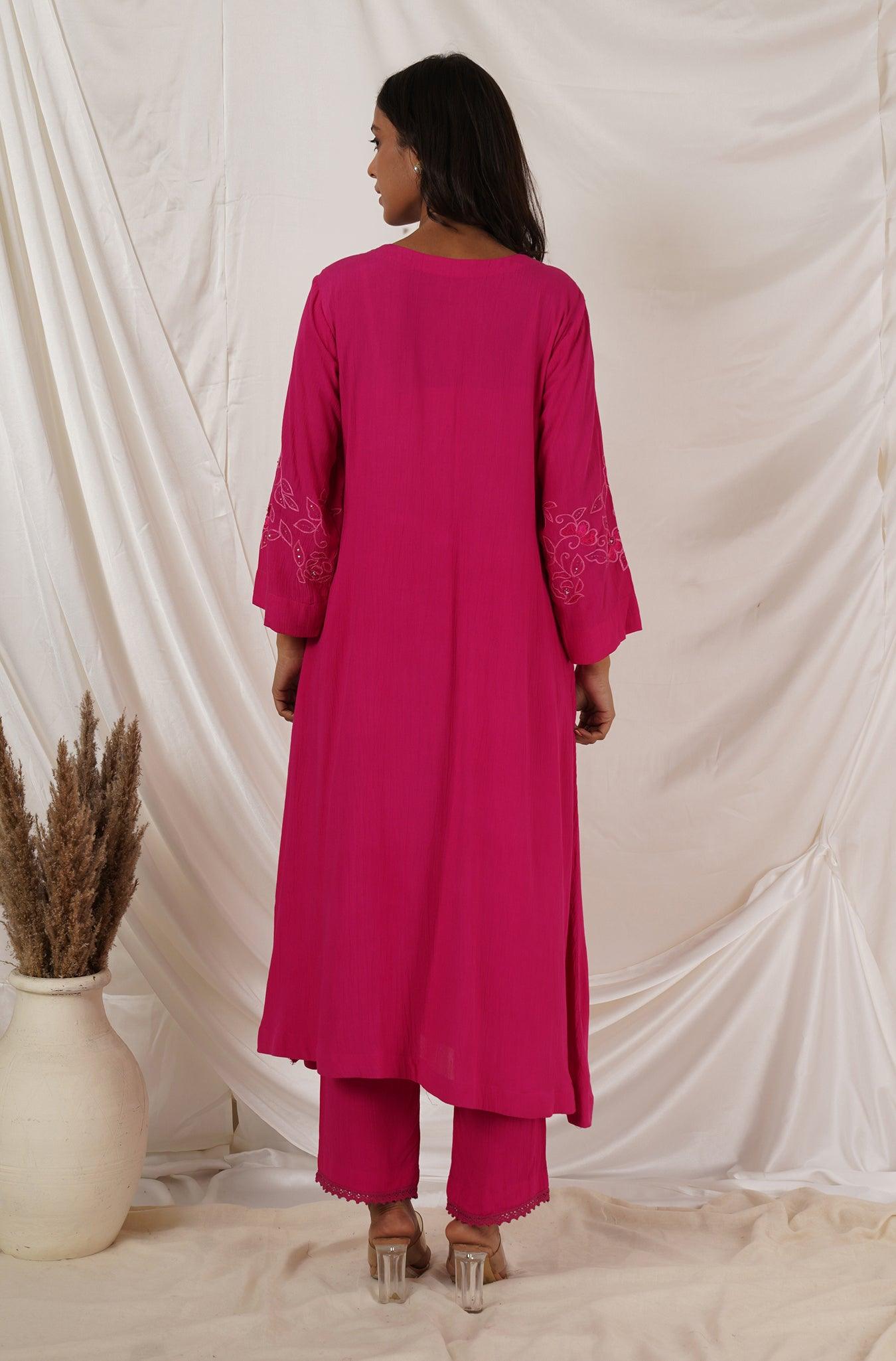 Fuchsia Pink Kurta Set Of 2