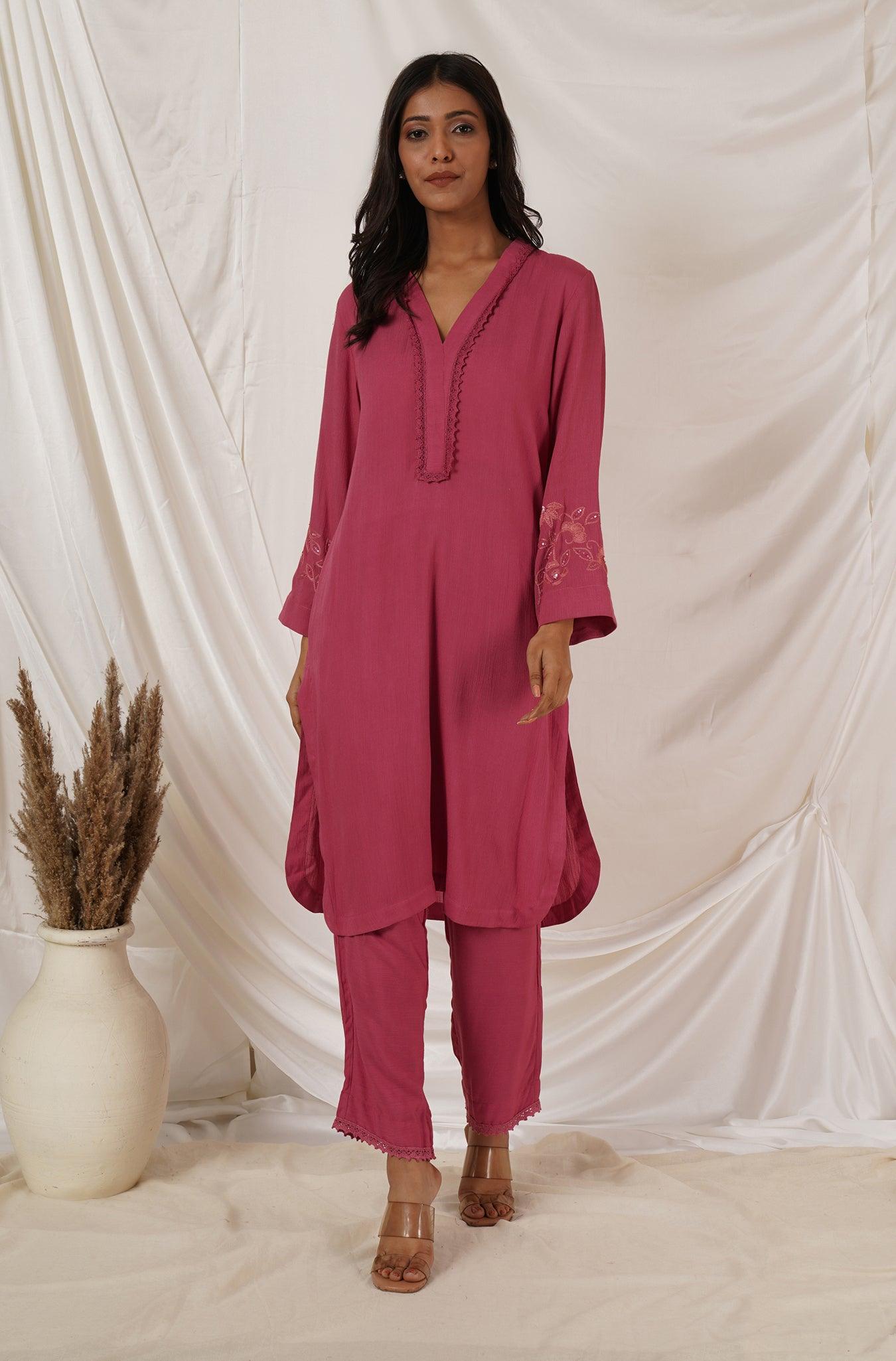 Rose Pink Tunic Coord Set Of 2