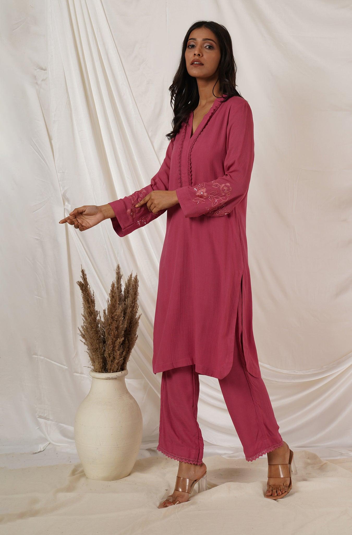 Rose Pink Tunic Coord Set Of 2