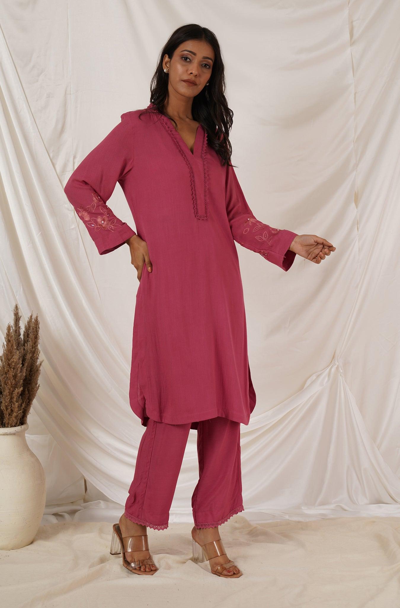 Rose Pink Tunic Coord Set Of 2