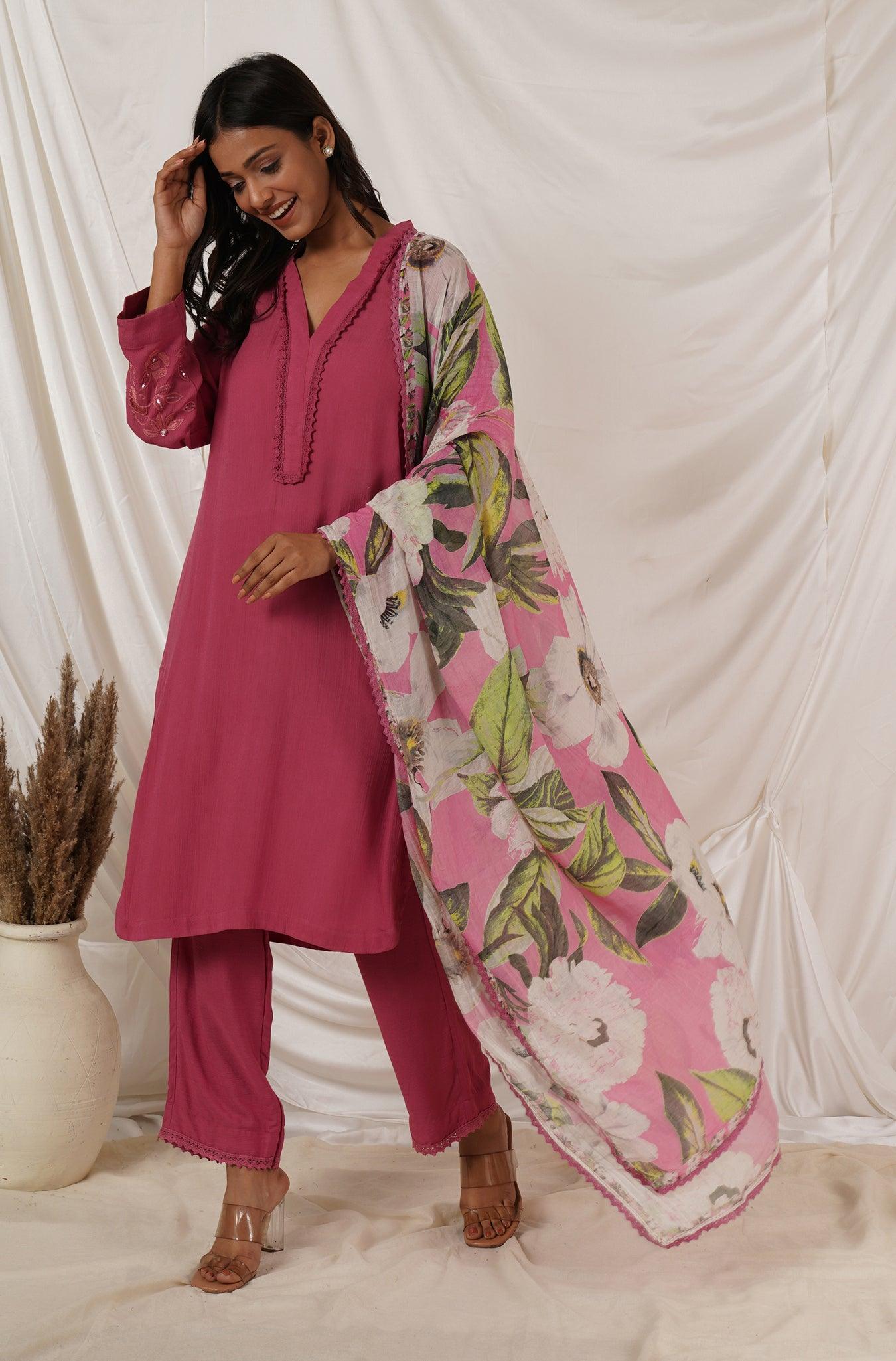 Rose Pink Tunic Coord Set Of 2