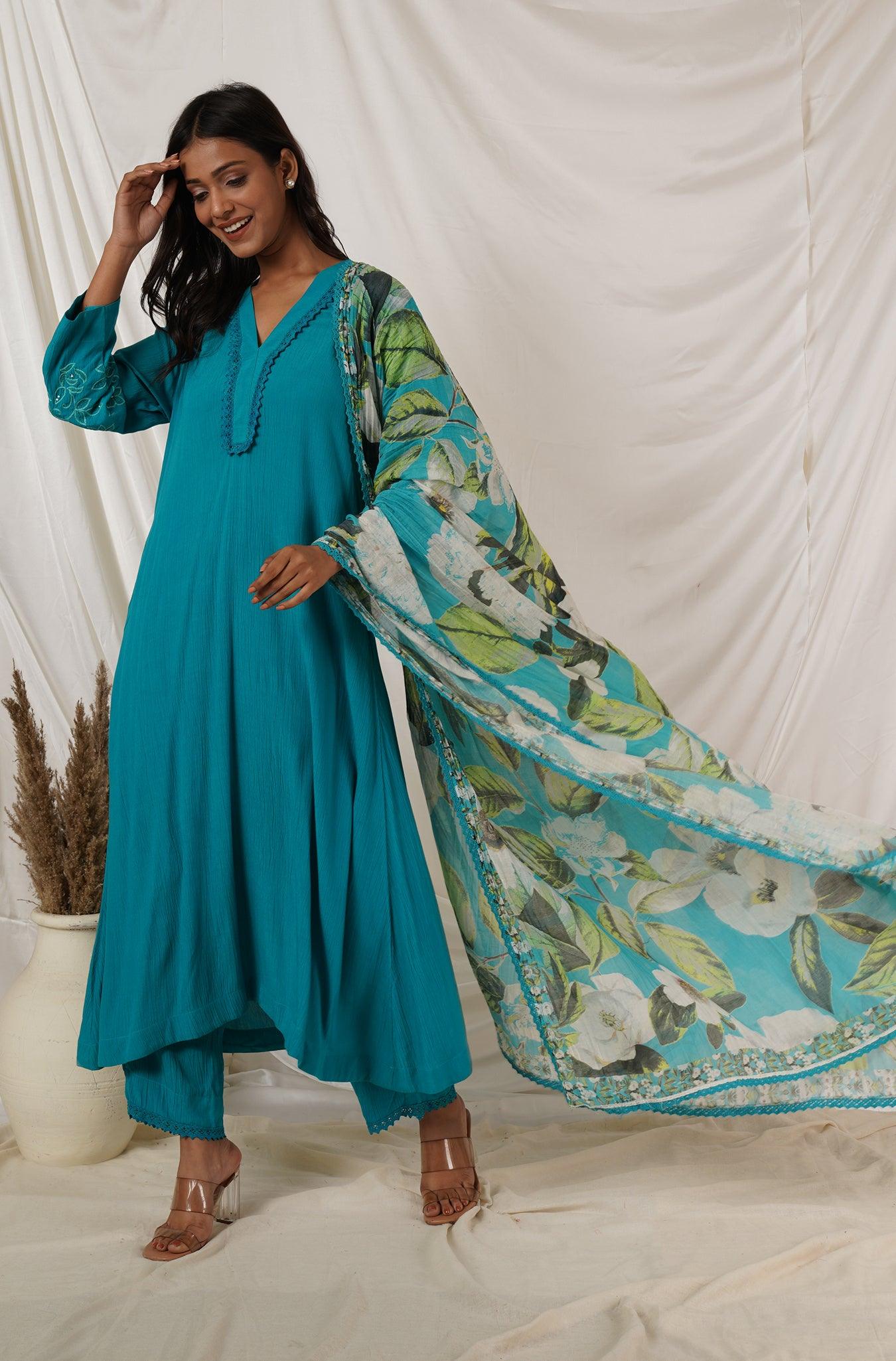 Turquoise Kurta Set Of  2