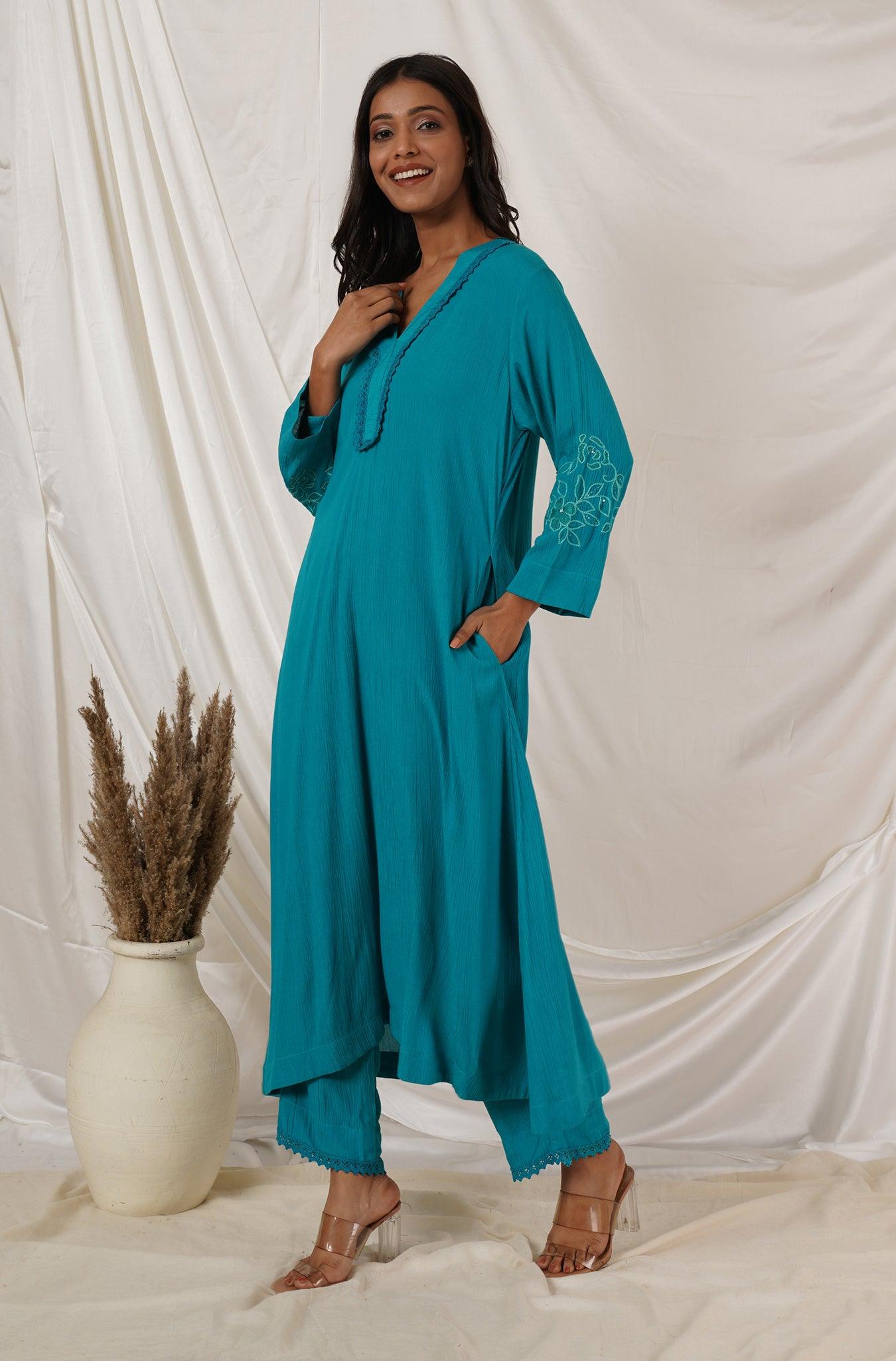 Turquoise Kurta Set Of  2