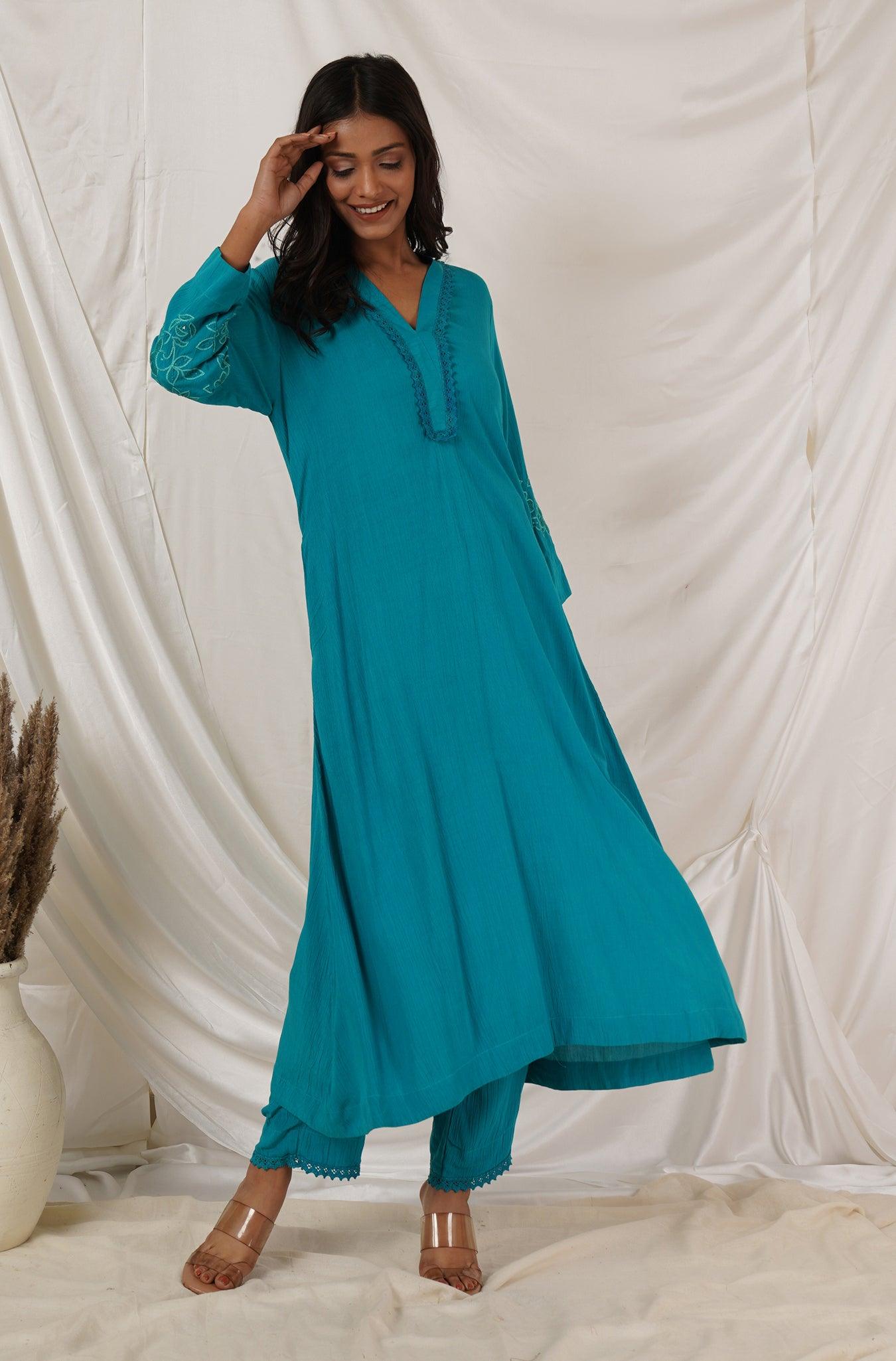 Turquoise Kurta Set Of  2